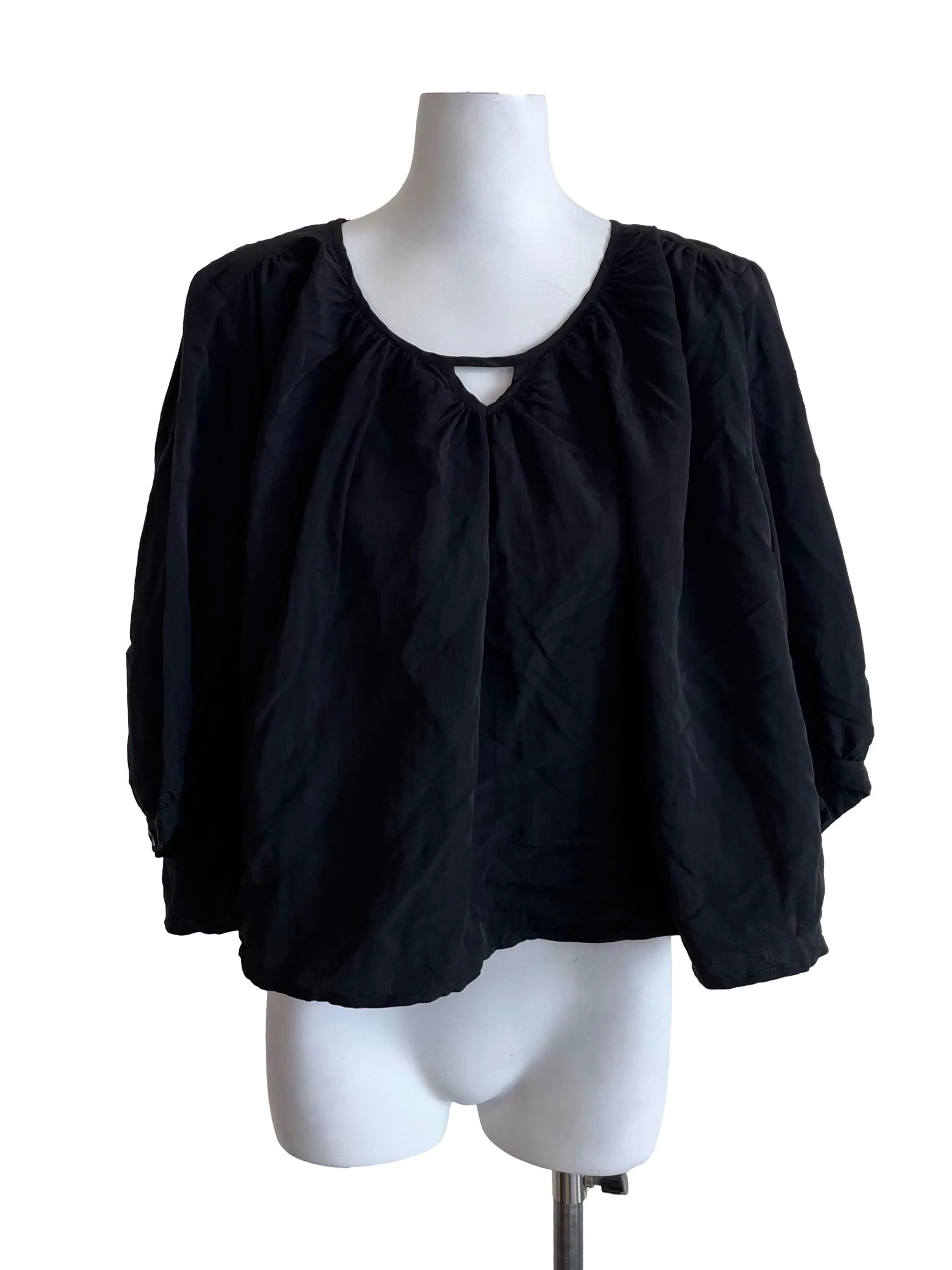 Black Draped Mid Sleeves Tent Top