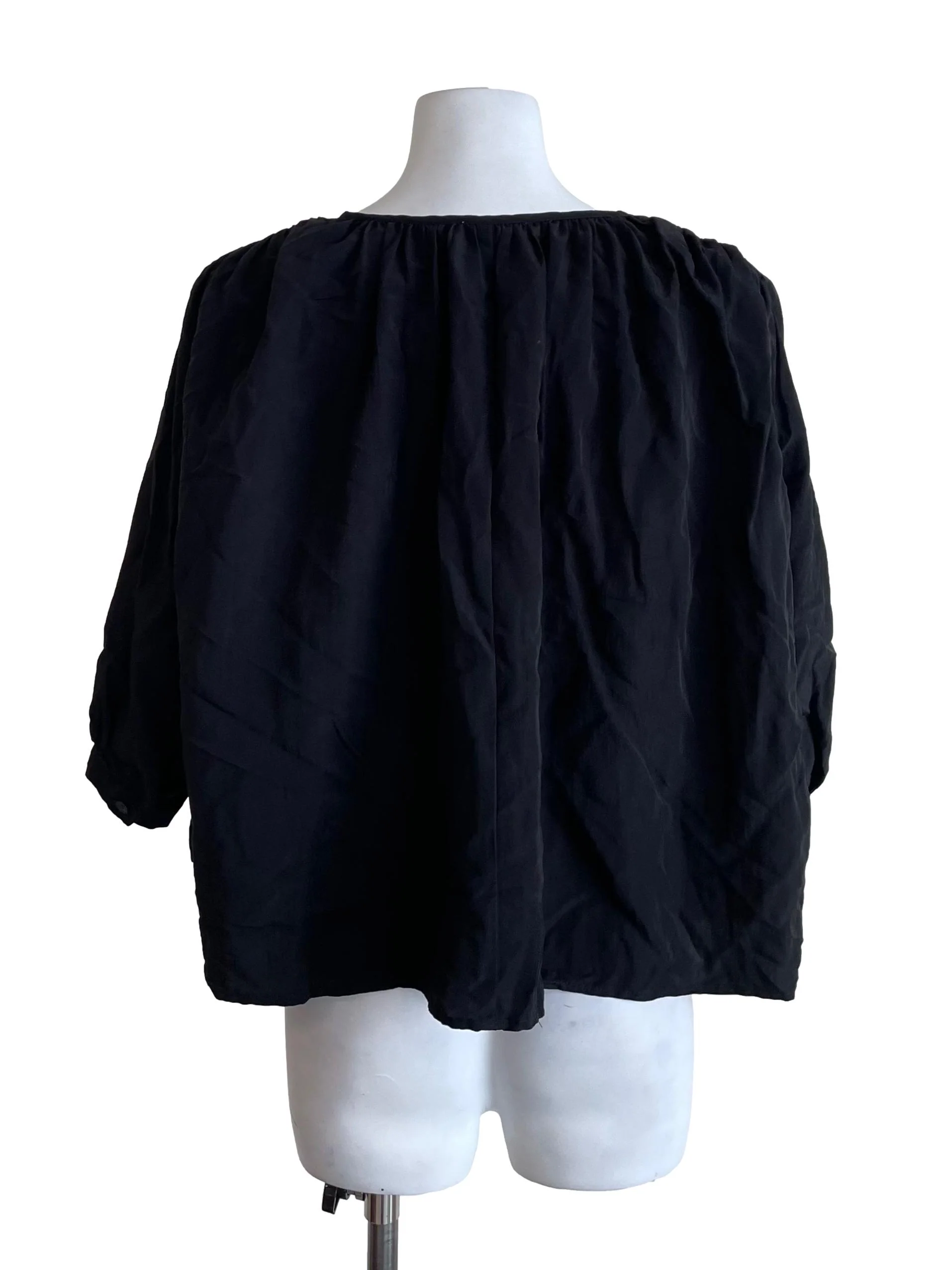 Black Draped Mid Sleeves Tent Top - Image 2