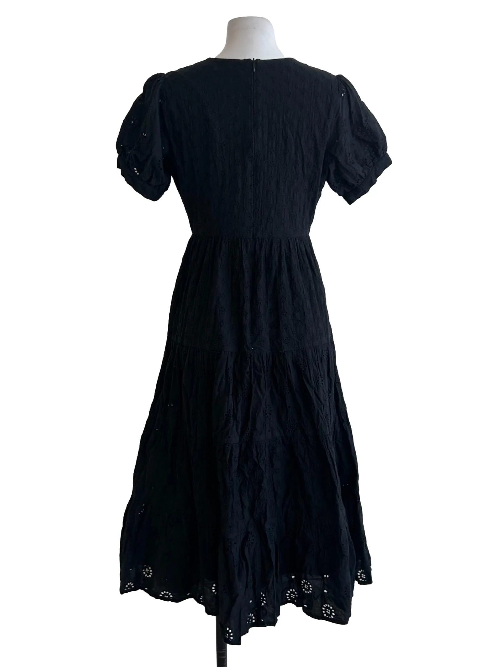 Black Embroidered Tiered Dress - Image 2