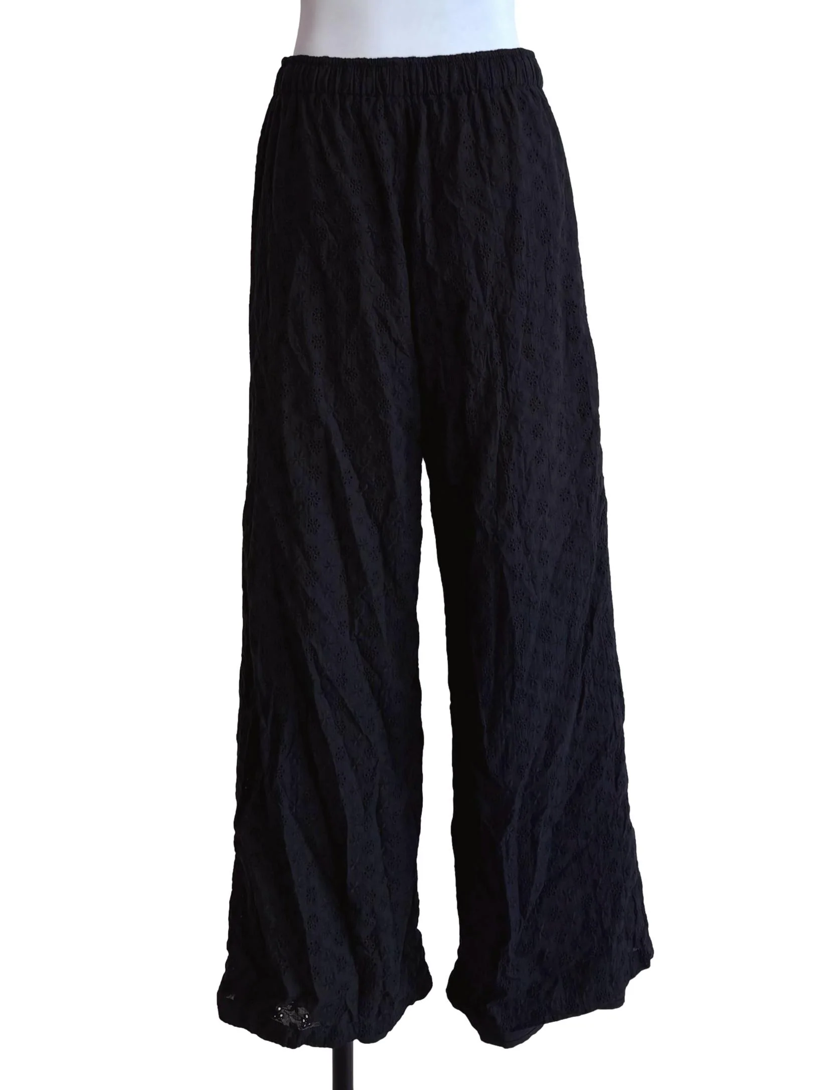 Black Eyelet Drawstring Pants - Image 2