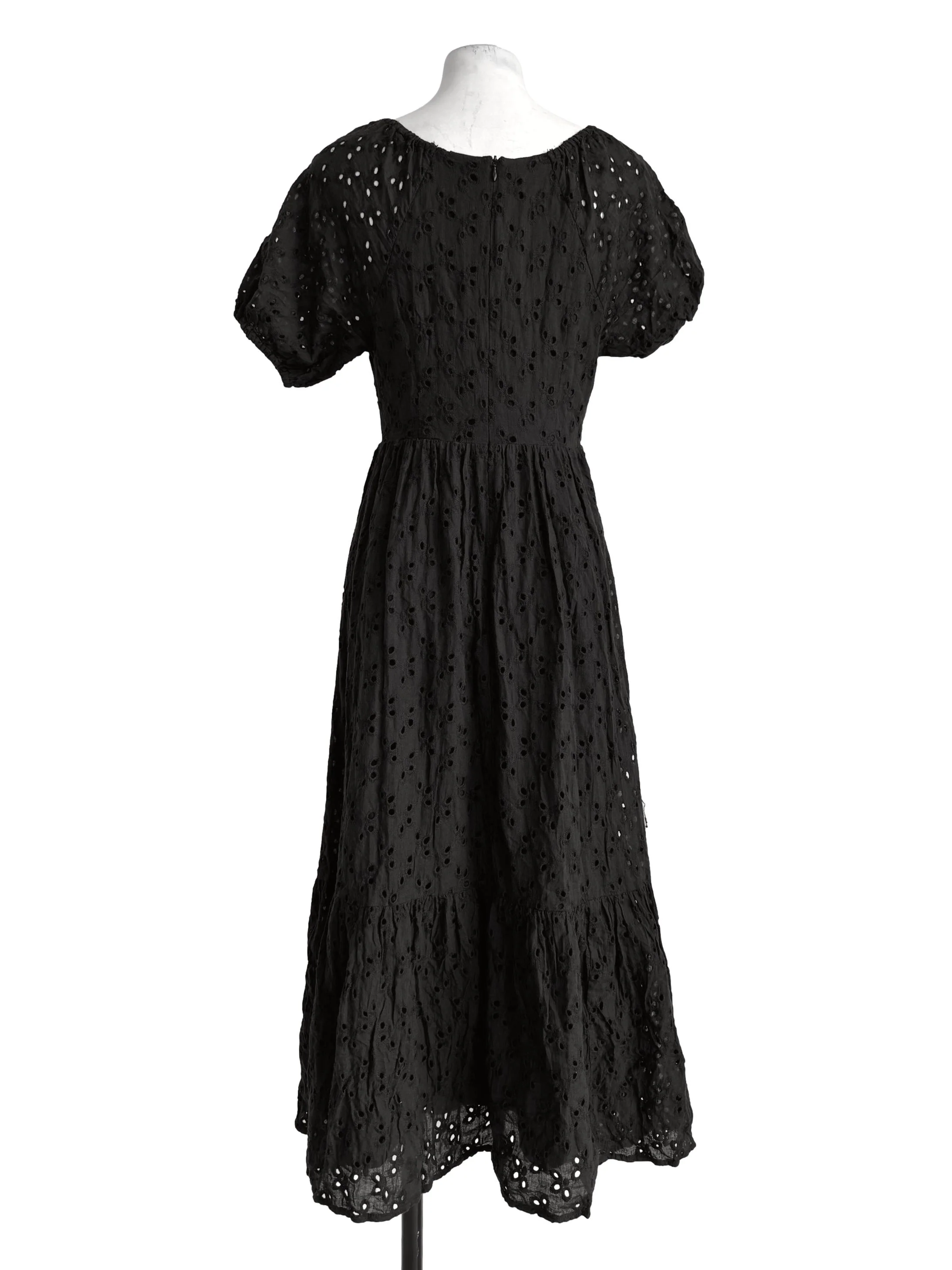 Black Eyelet V Neck Dress TWL - Image 2