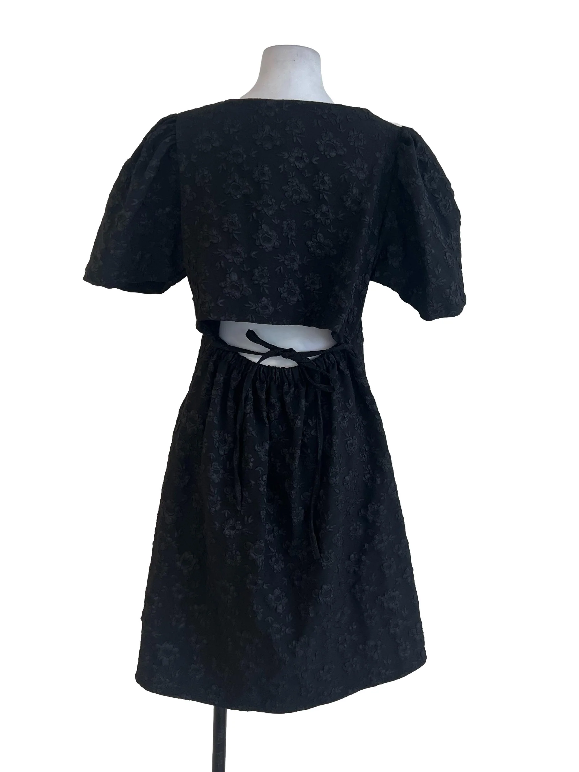 Black Floral Buttoned Dress - Image 2