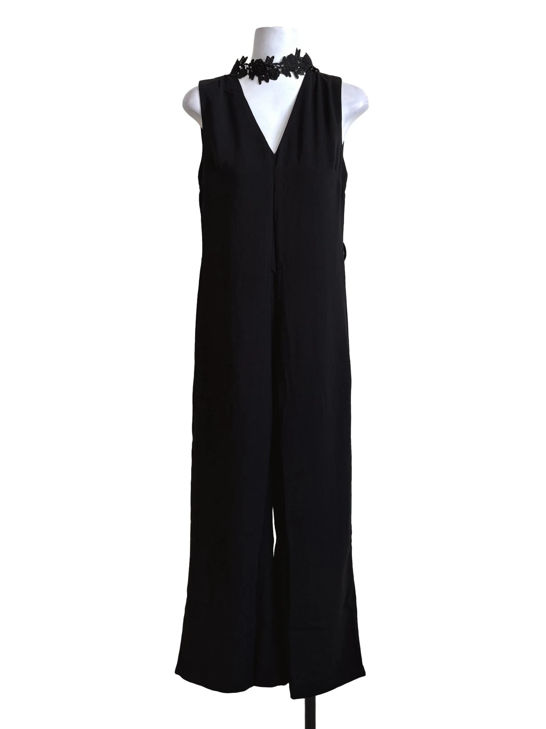 Black Floral Choker Jumpsuit