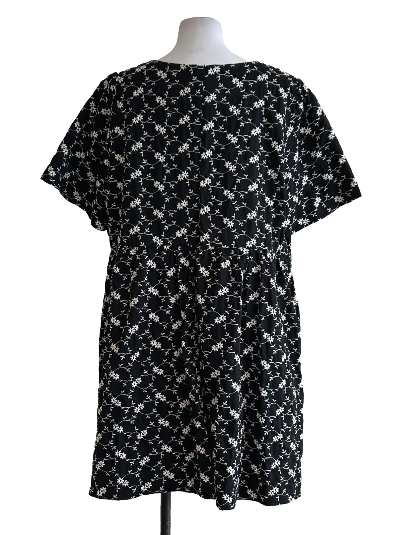 Black Floral Embroidered Printed Dress - Image 2