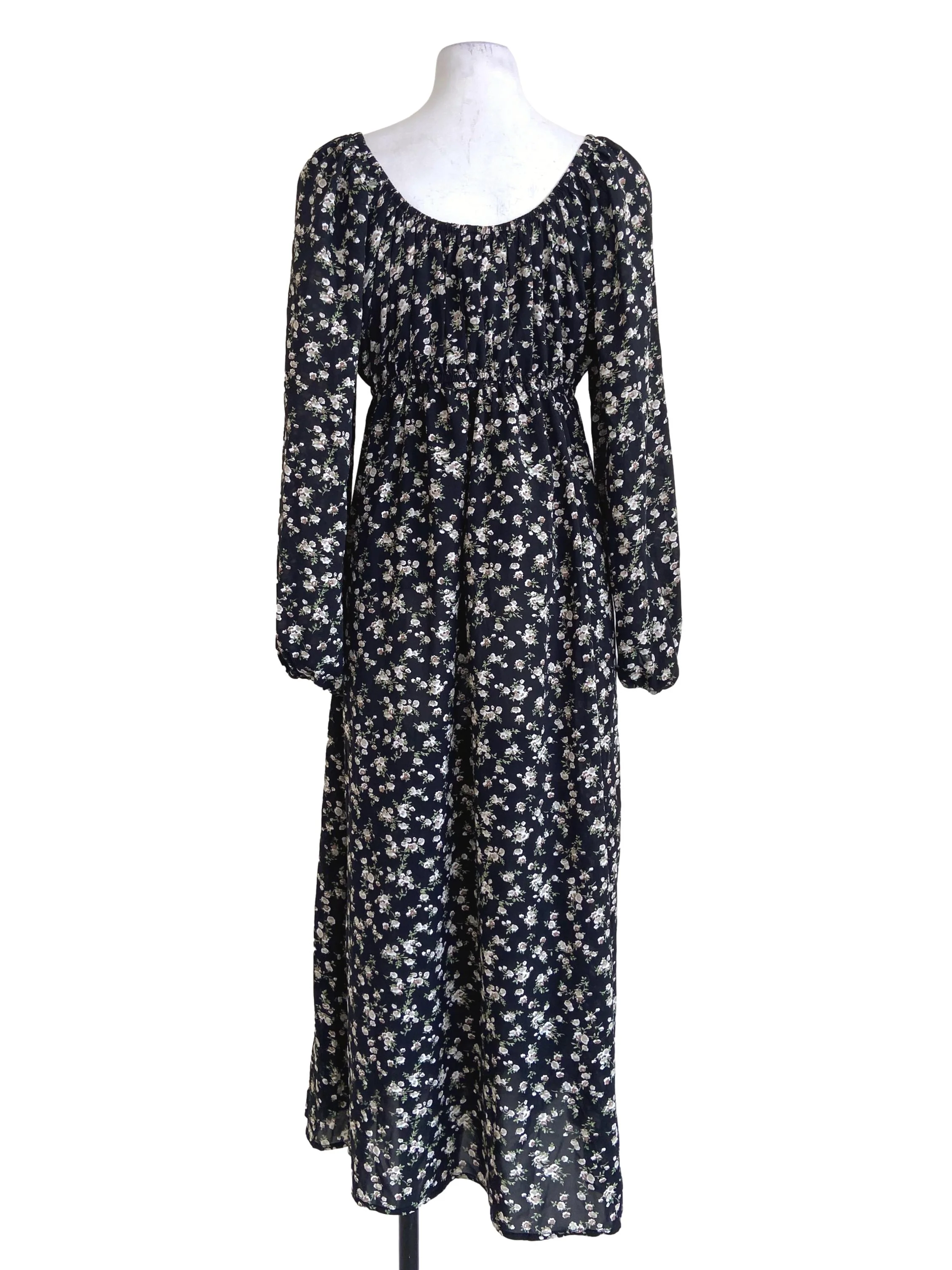 Black & Floral Empire Dress - Image 2