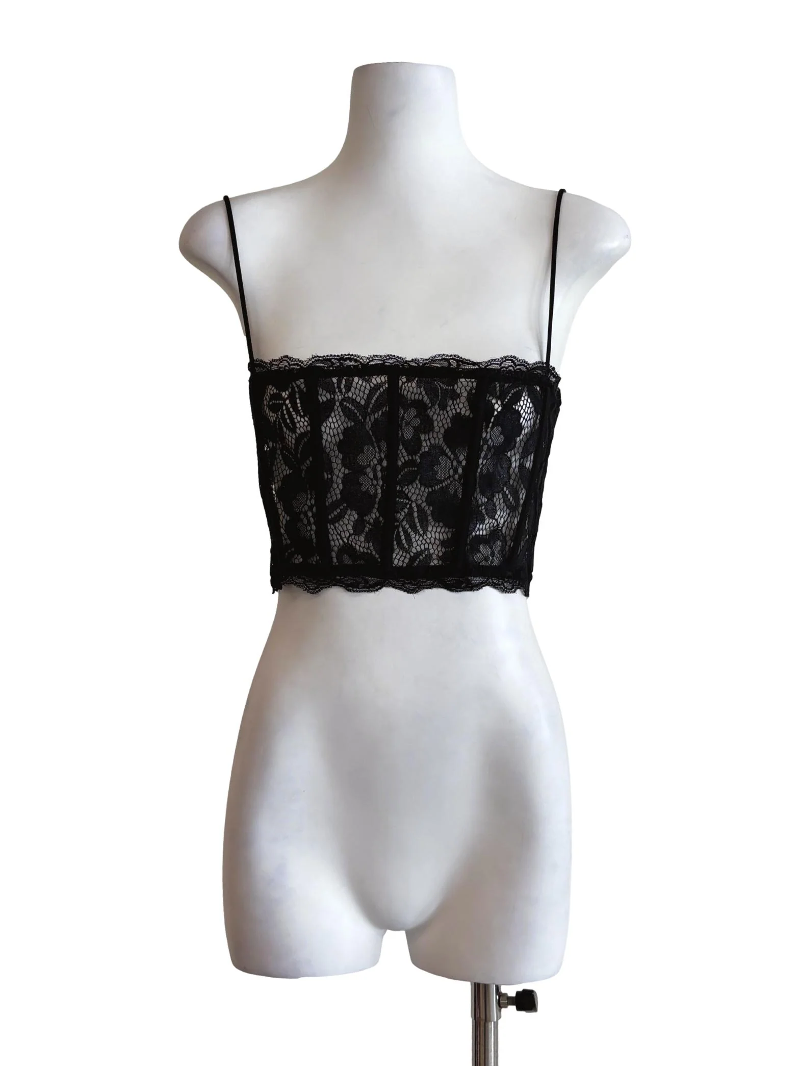 Black Floral Lace Corset Camisole