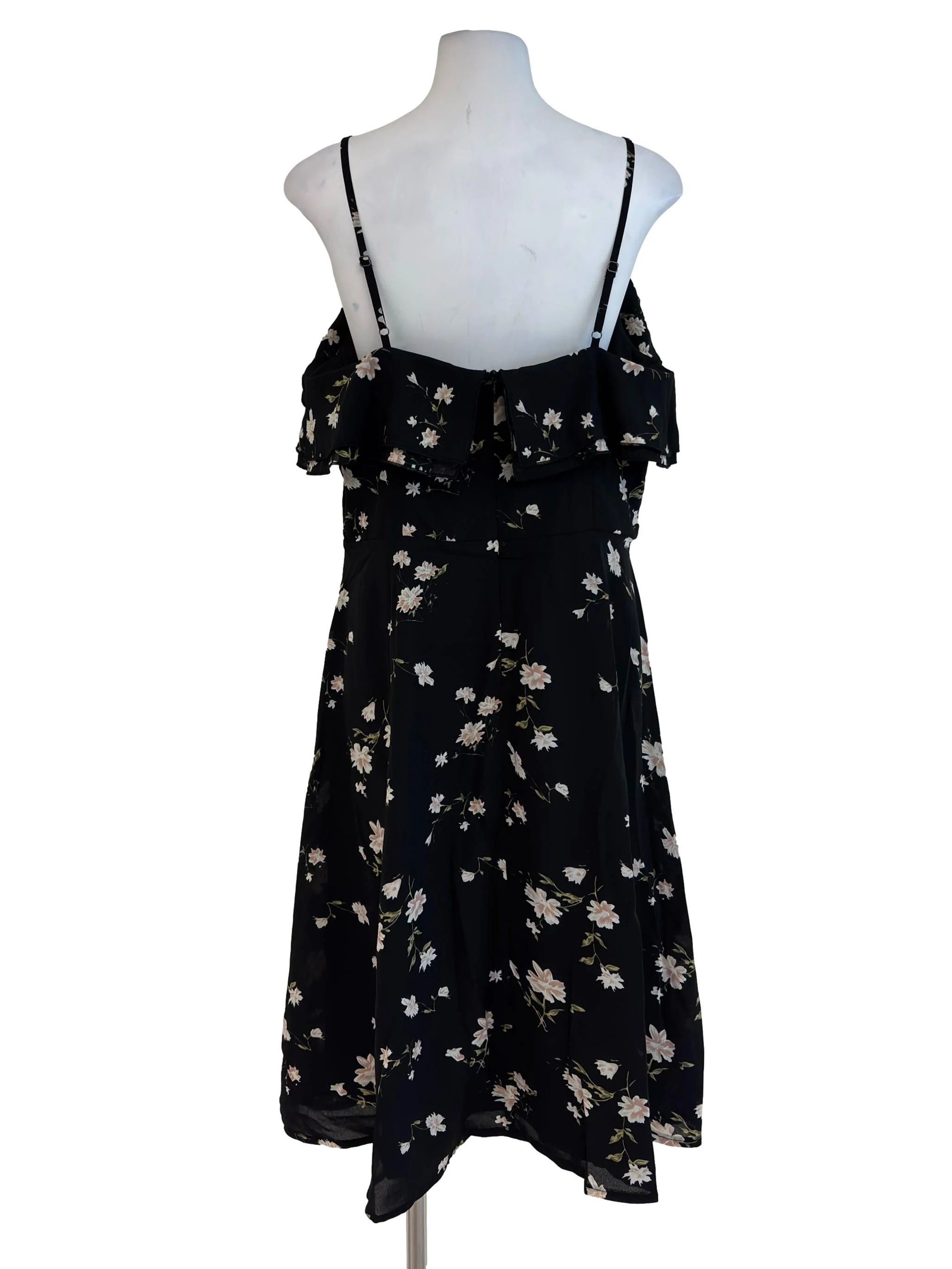 Black Floral Ruffle Dress - Image 2