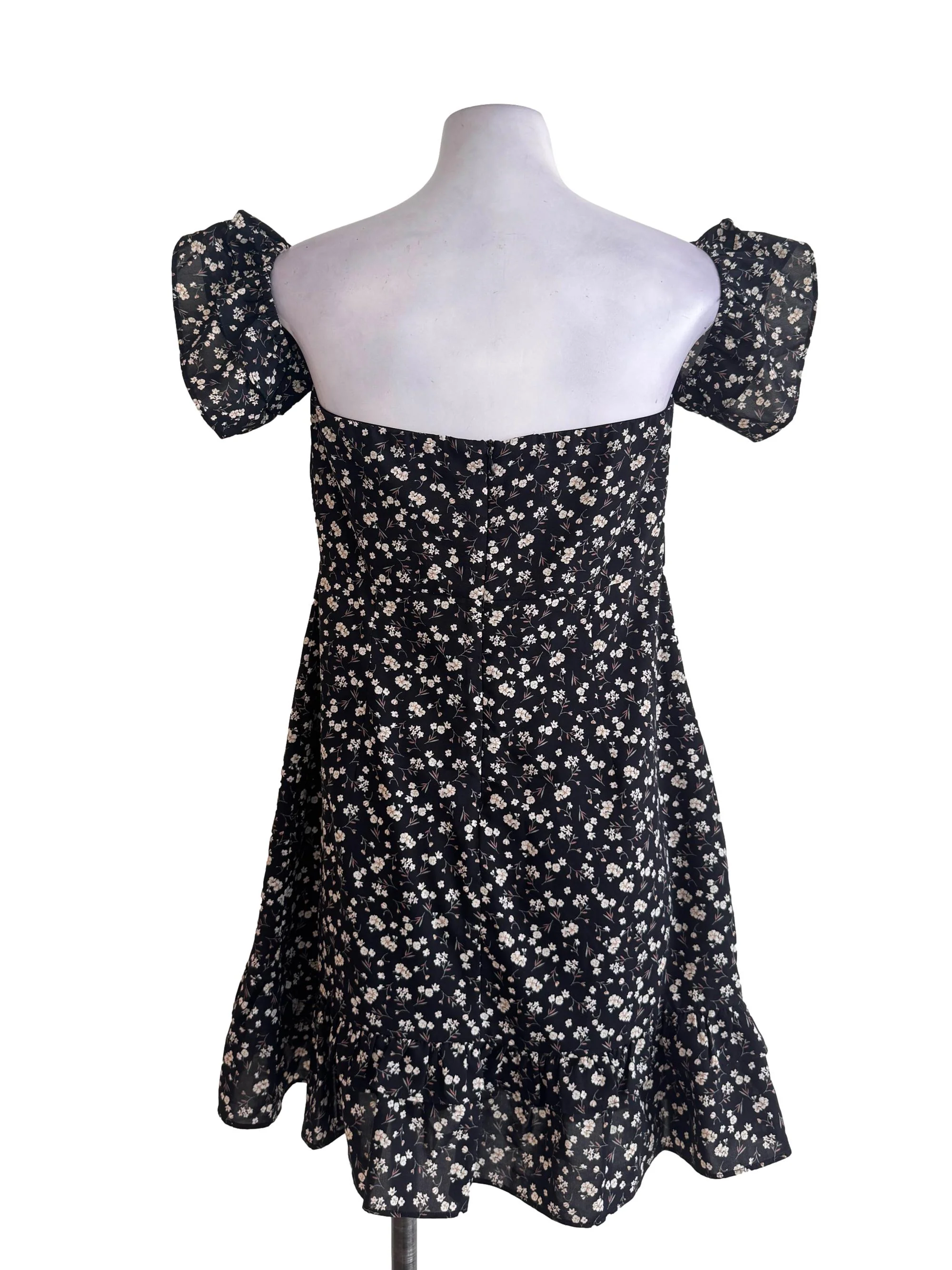Black Floral Ruffled Rompers - Image 2