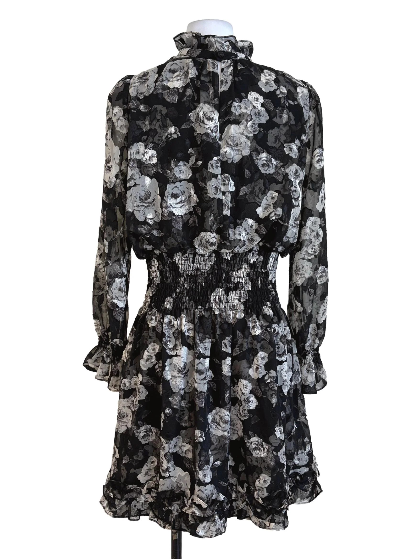Black Floral Sheer Smock Dress - Image 2