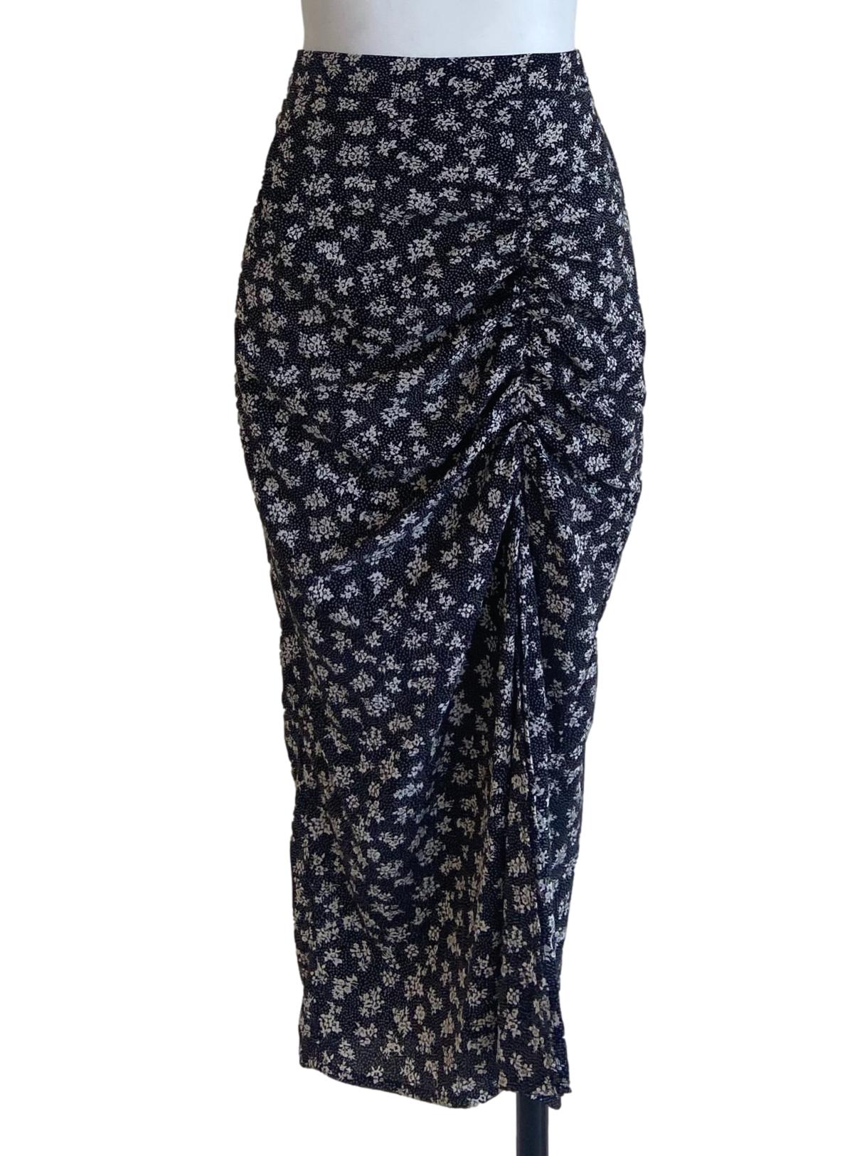 Black Floral Slit Skirt