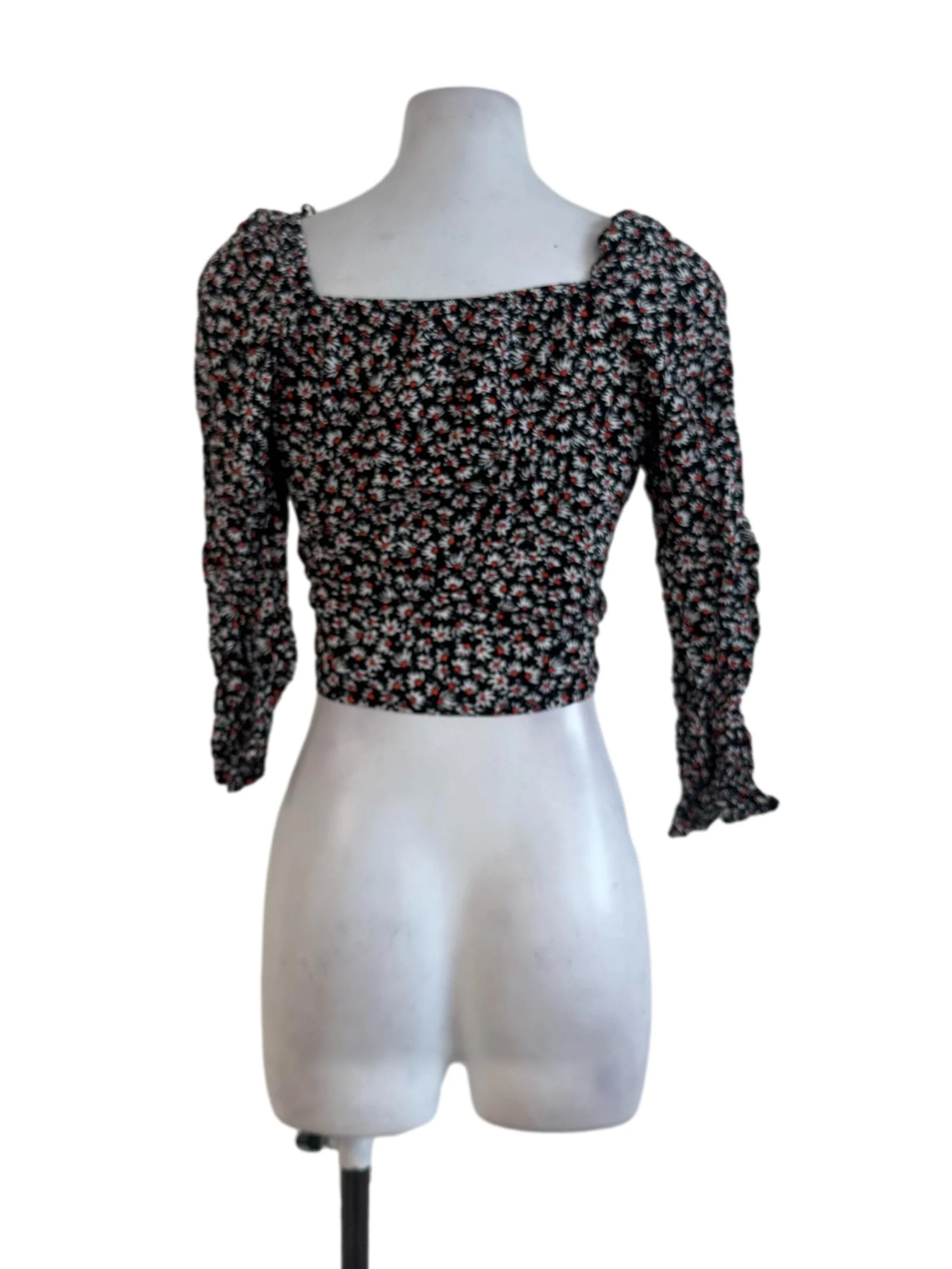 Black Floral Wrap Top - Image 2