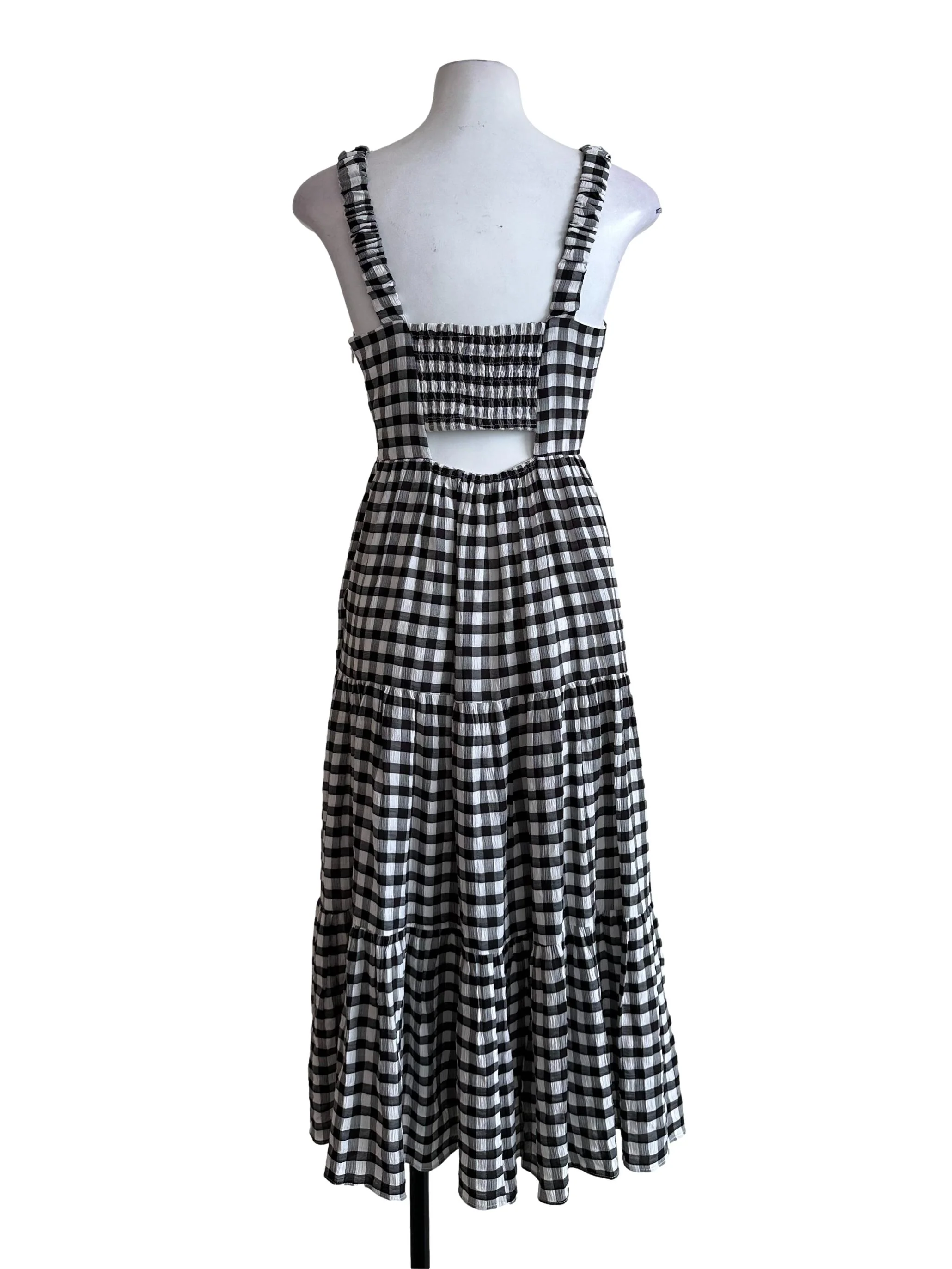 Black Gingham Pattern Dress - Image 2