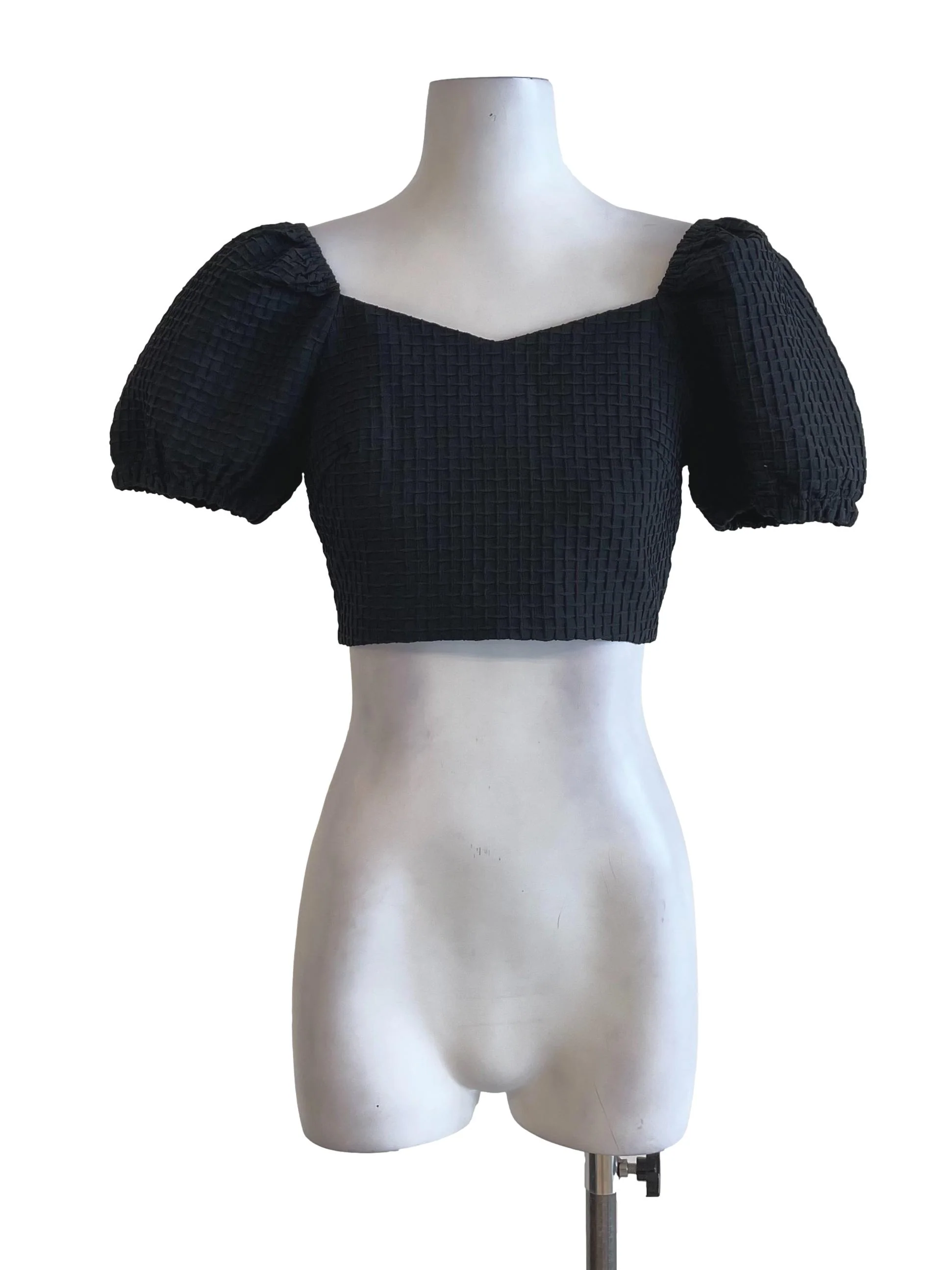 Black Grid Textured Top