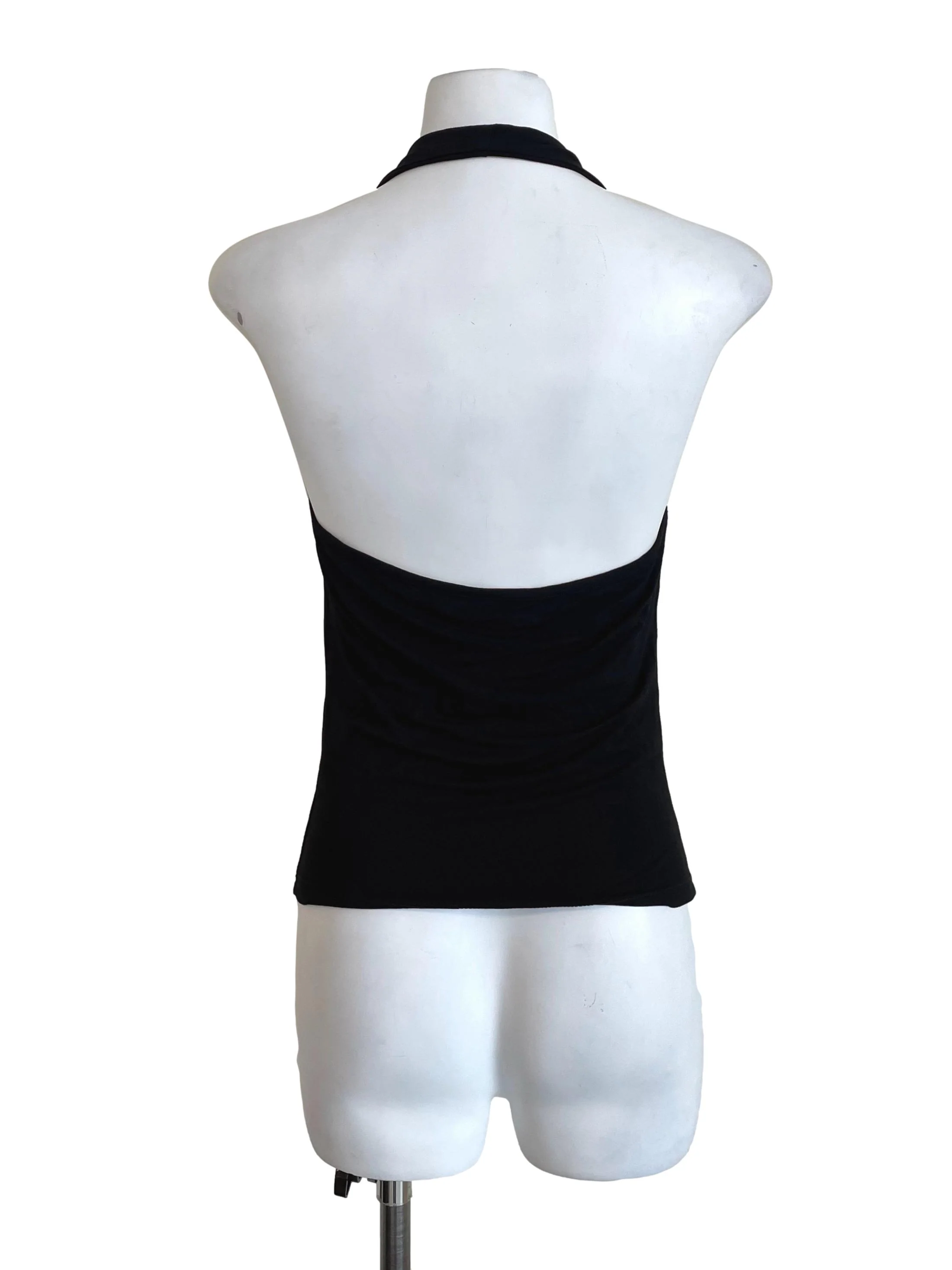 Black Halter Neck Draped Top - Image 2