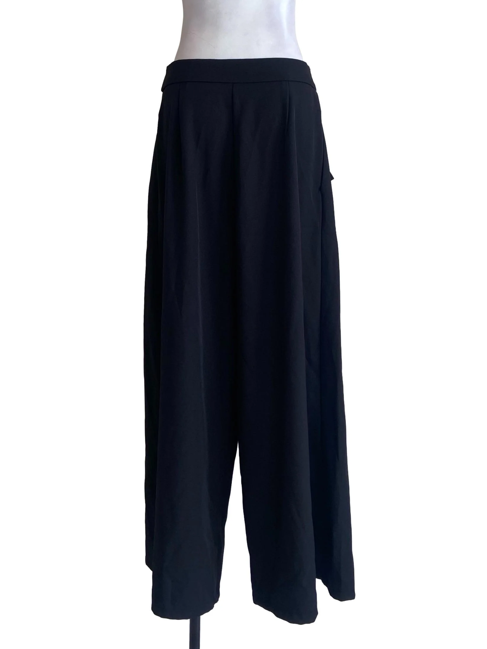 Black Herringbone Palazzo Pants - Image 2