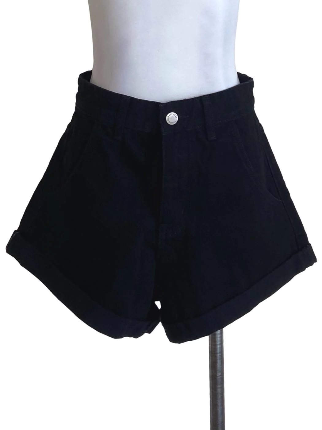 Black Herringbone Short Jeans YHF
