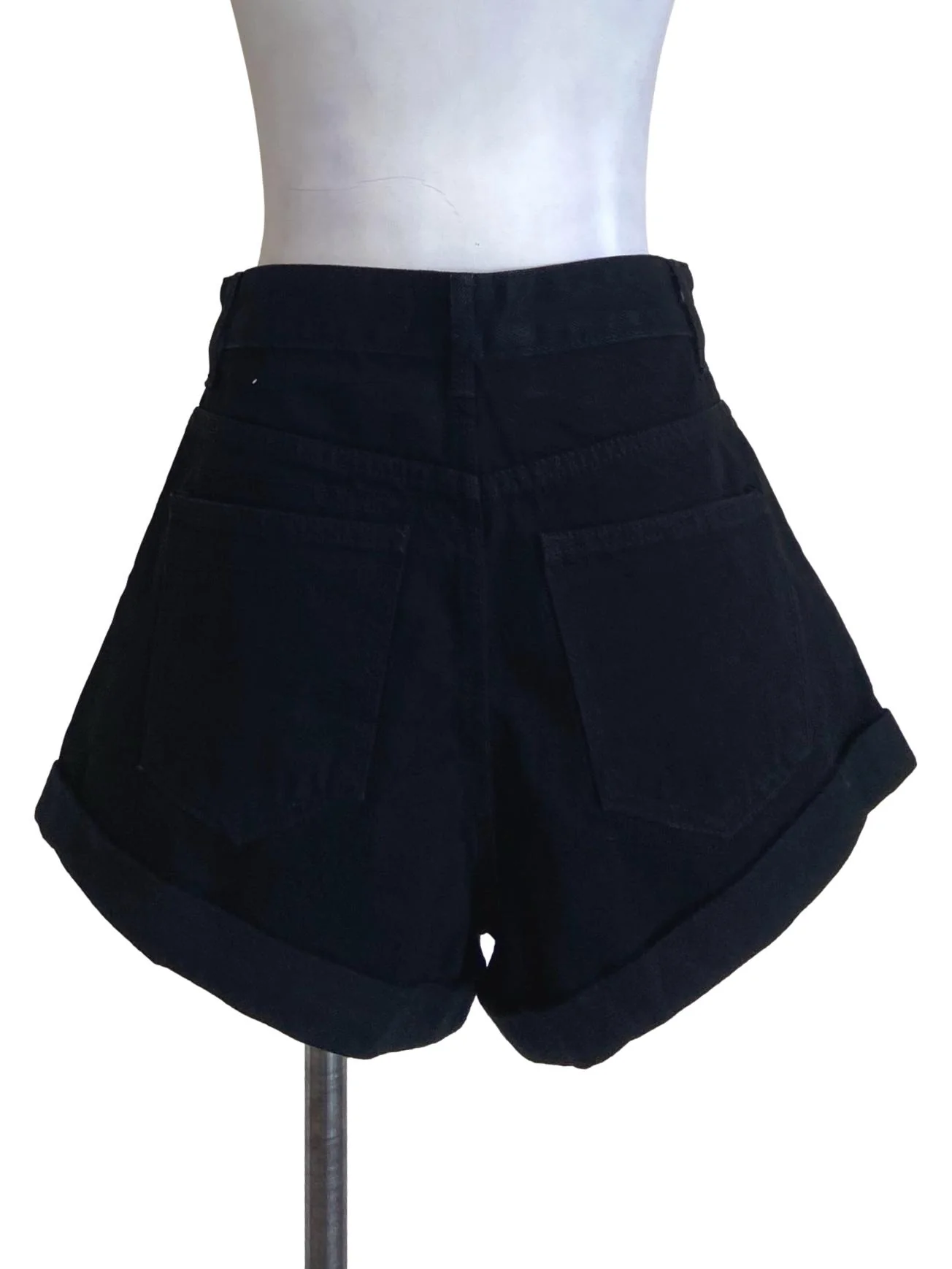 Black Herringbone Short Jeans YHF - Image 2