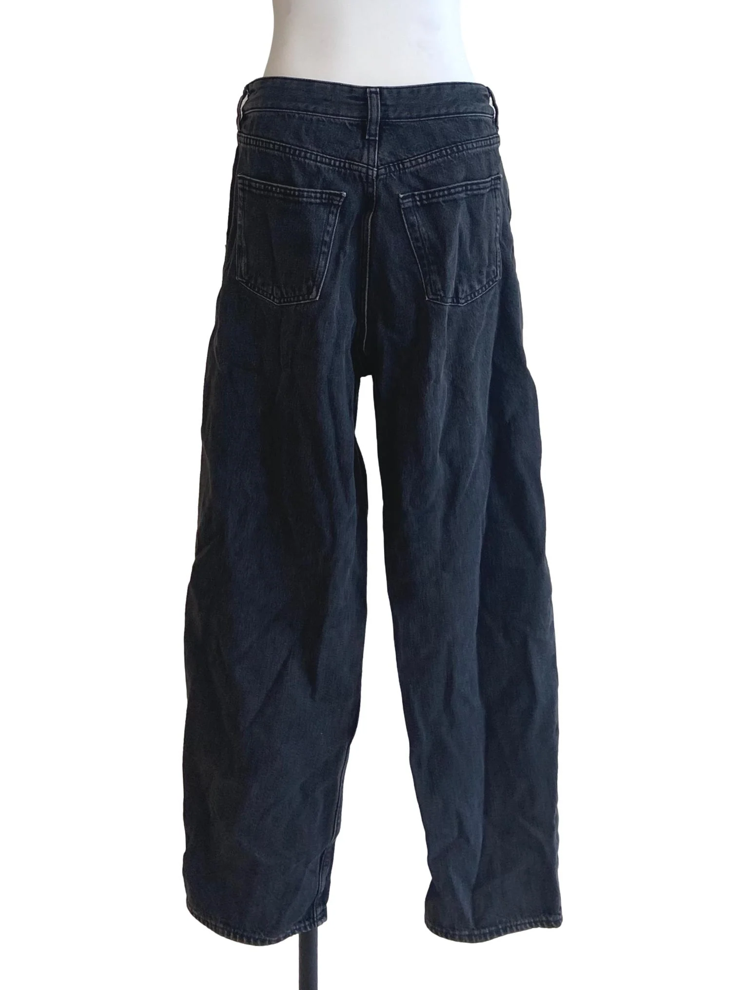 Black Herringbone Straight Leg Jeans - Image 2