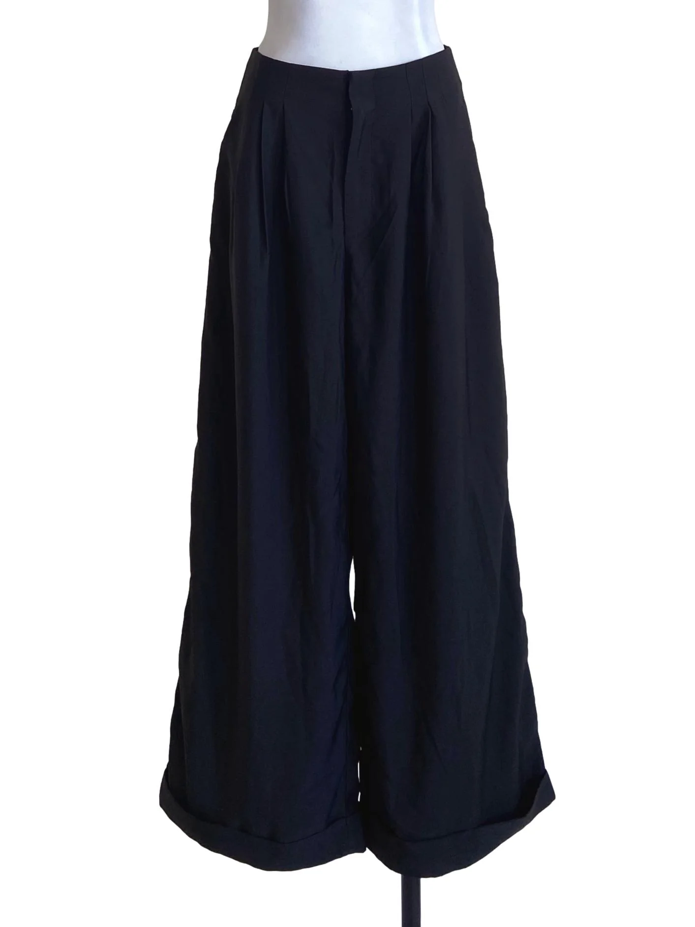 Black High Waist Twill Formal Pants