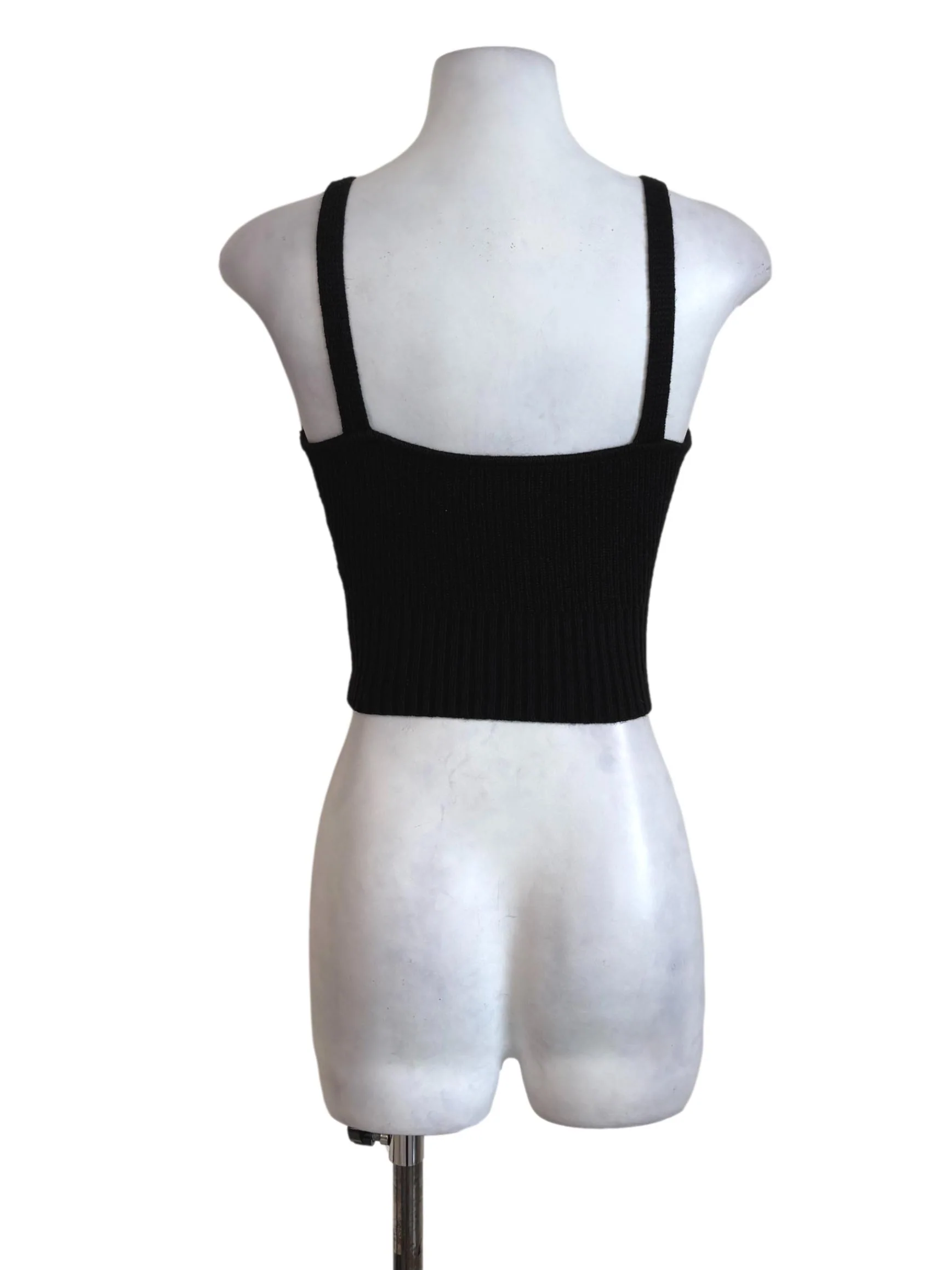 Black Knitted Deep Vtop YHF - Image 2