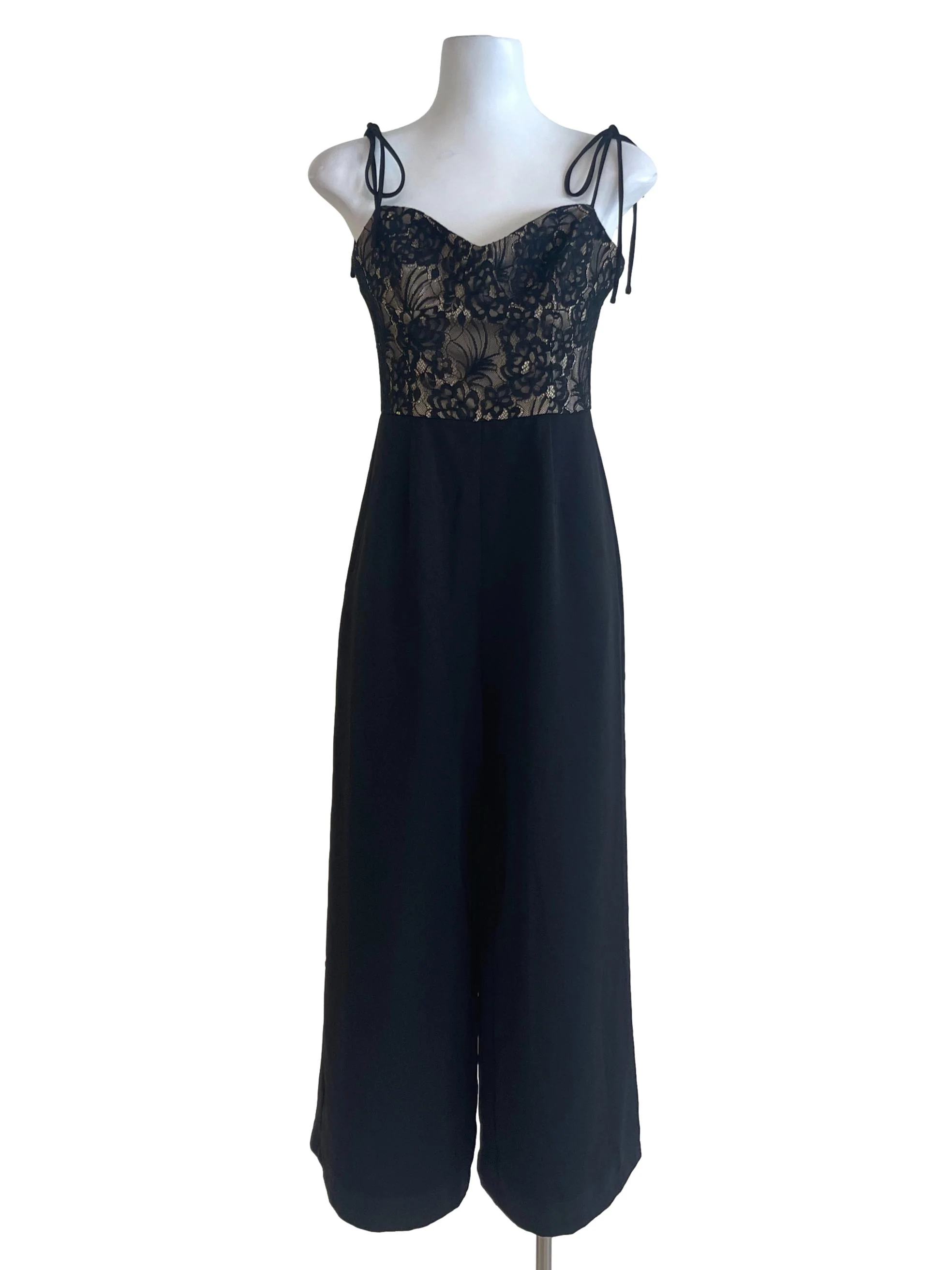 Black Lace Bust Spaghetti Strap Jumpsuit