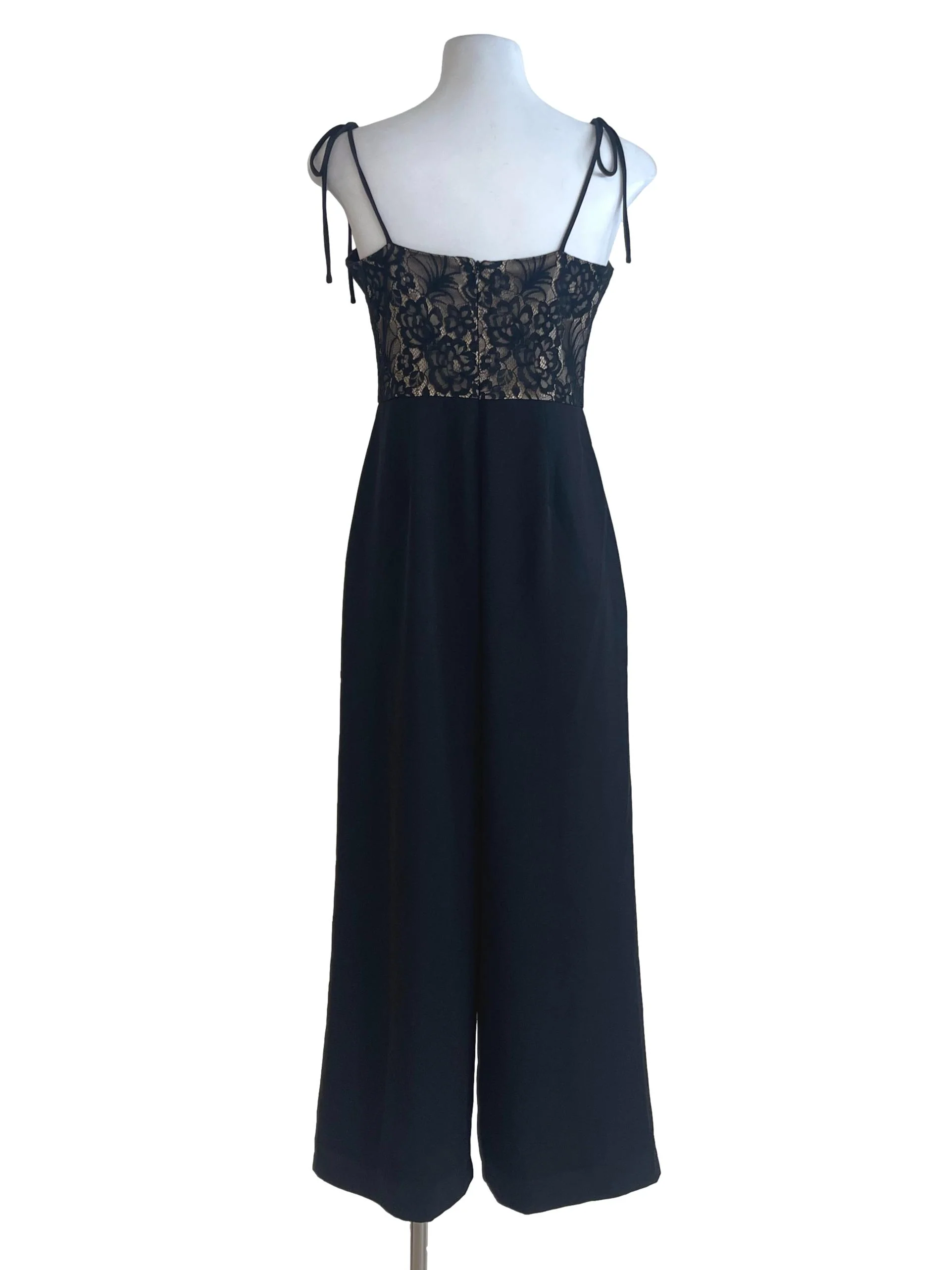 Black Lace Bust Spaghetti Strap Jumpsuit - Image 2