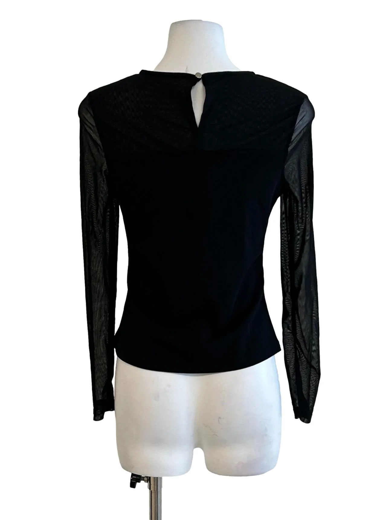 Black Mesh Long Sleeve Top - Image 2
