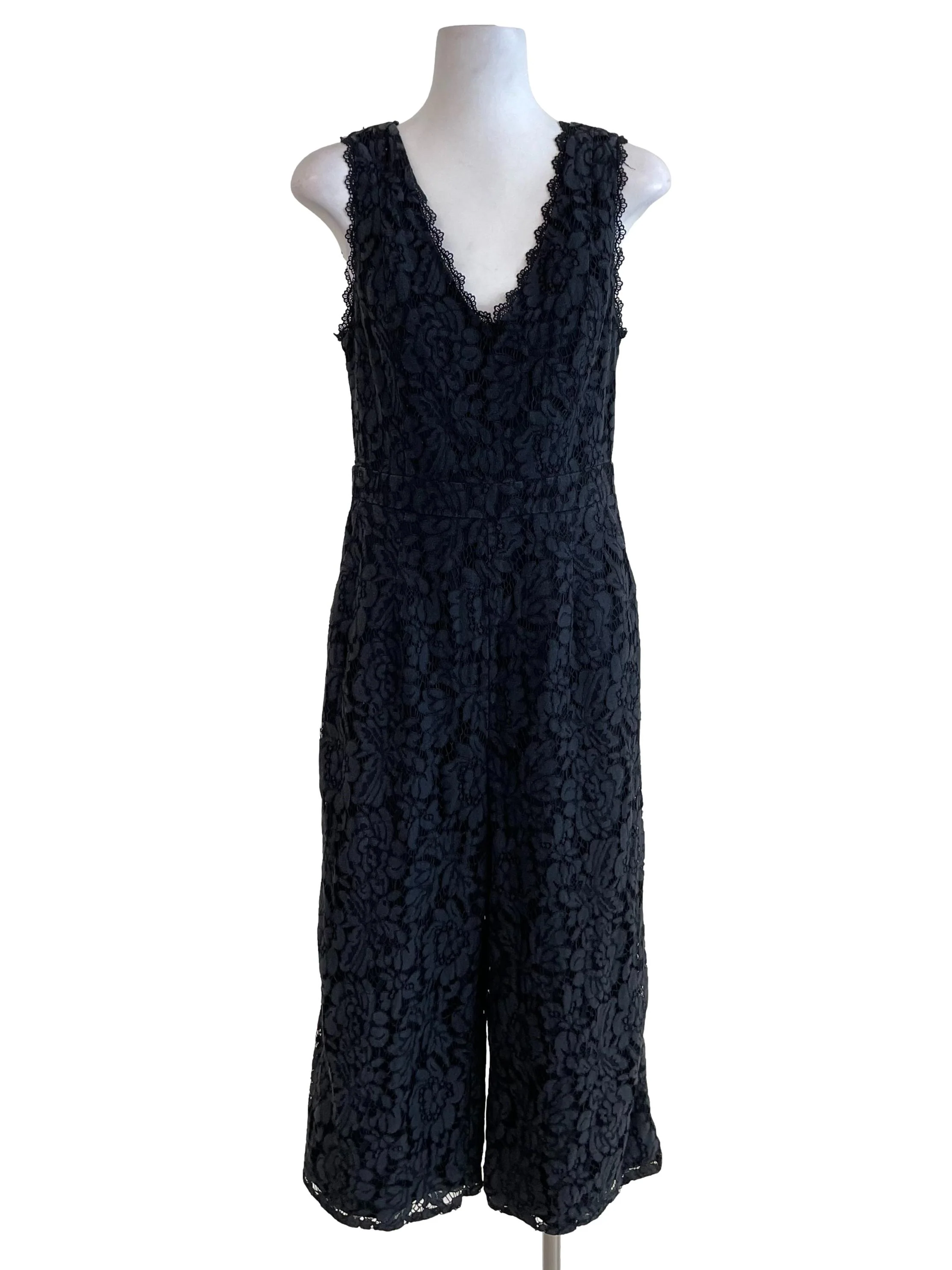 Black Lace V Neck Jumpsuit