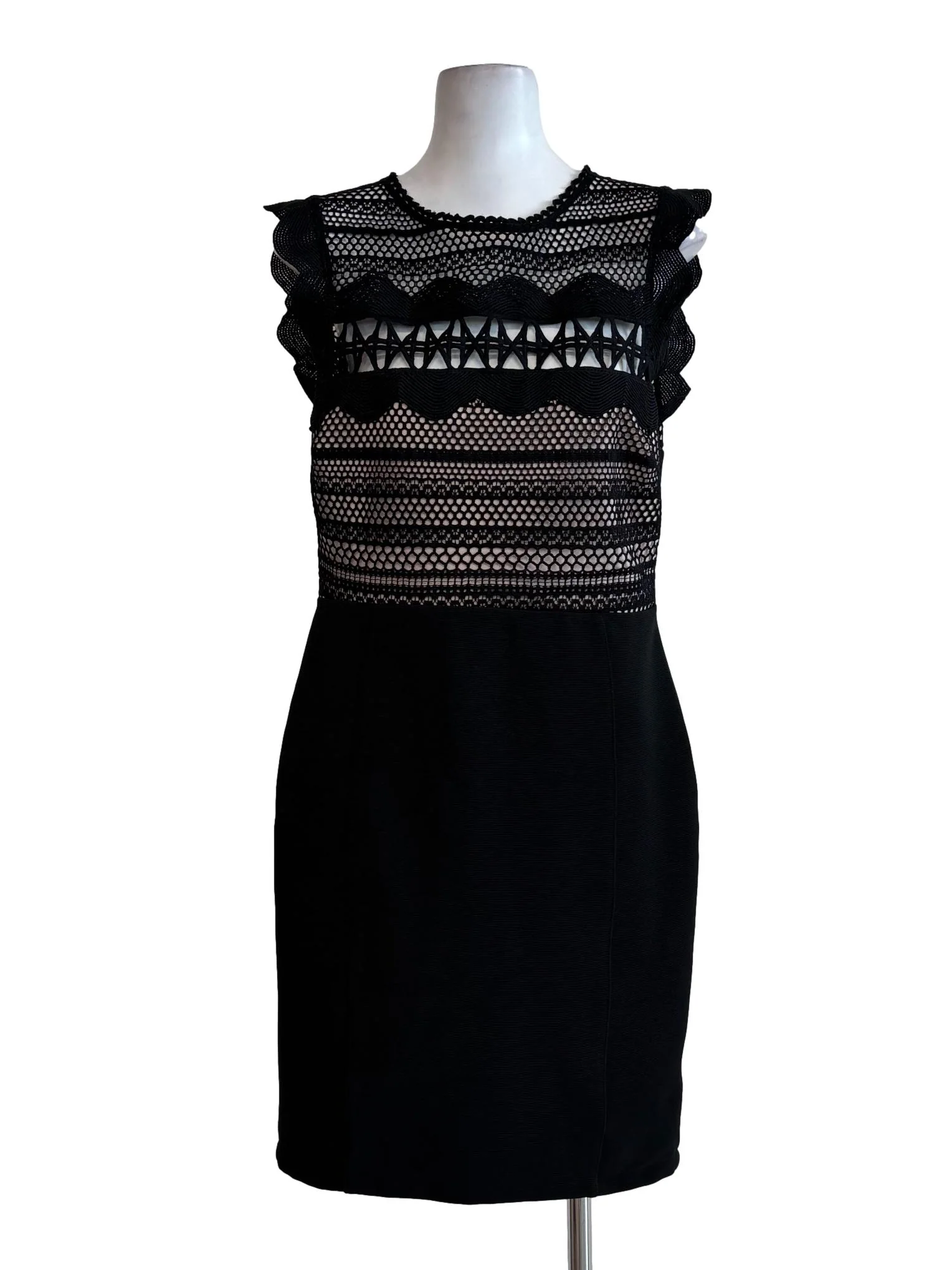 Black Laced Top Sleeveless Pencil Dress