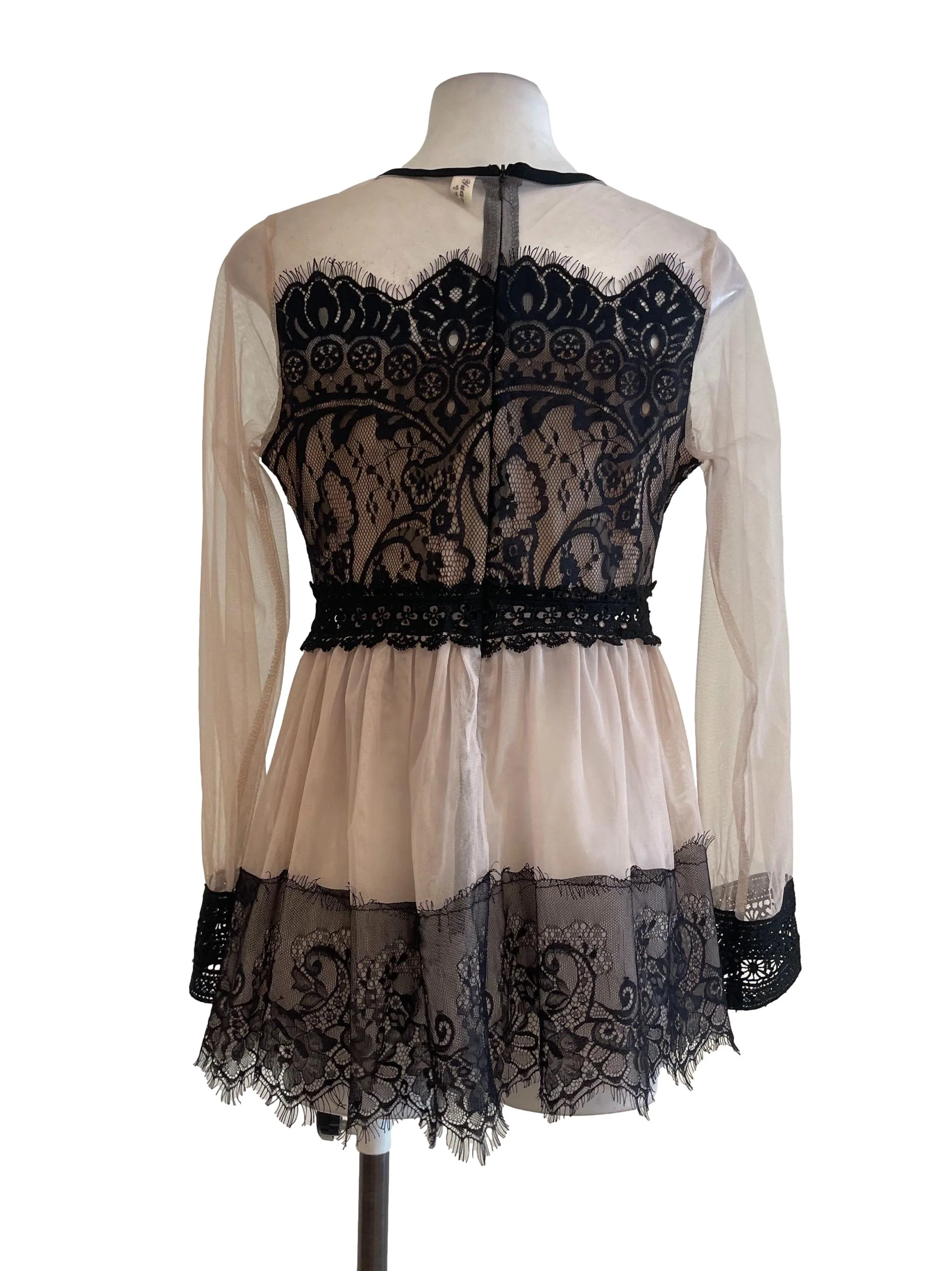 Black Lacey Sheer Top - Image 2