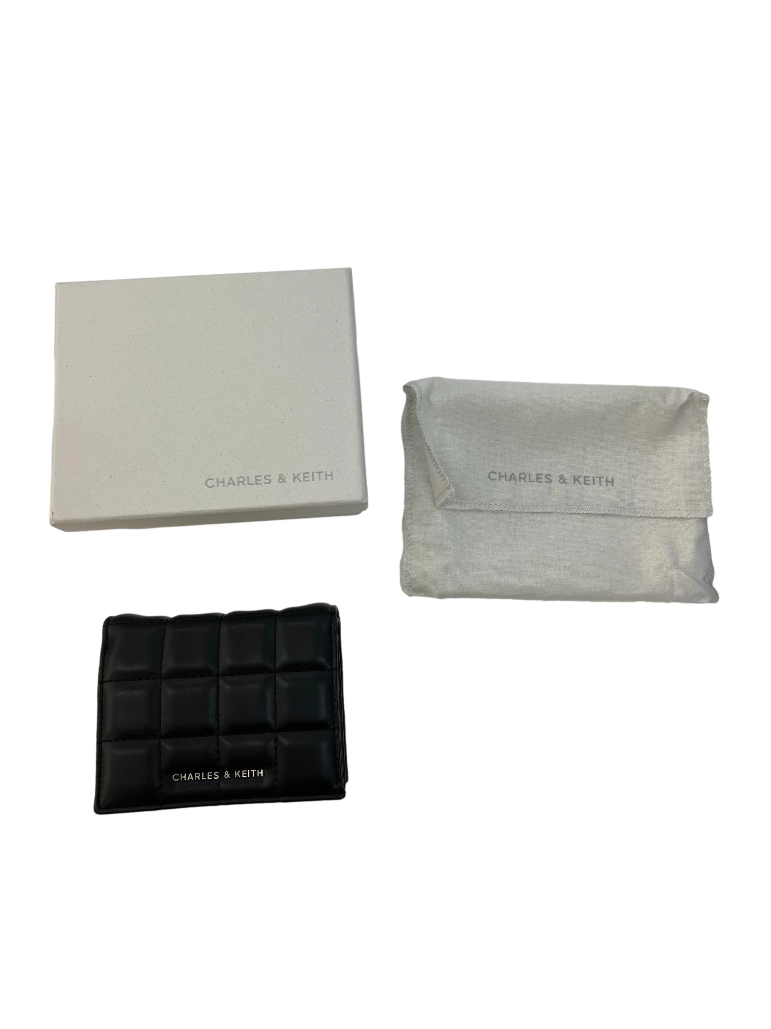 Black Leather Charles & Keith Cassia Quilted Chain-Handle Mini Small Wallet - Image 4