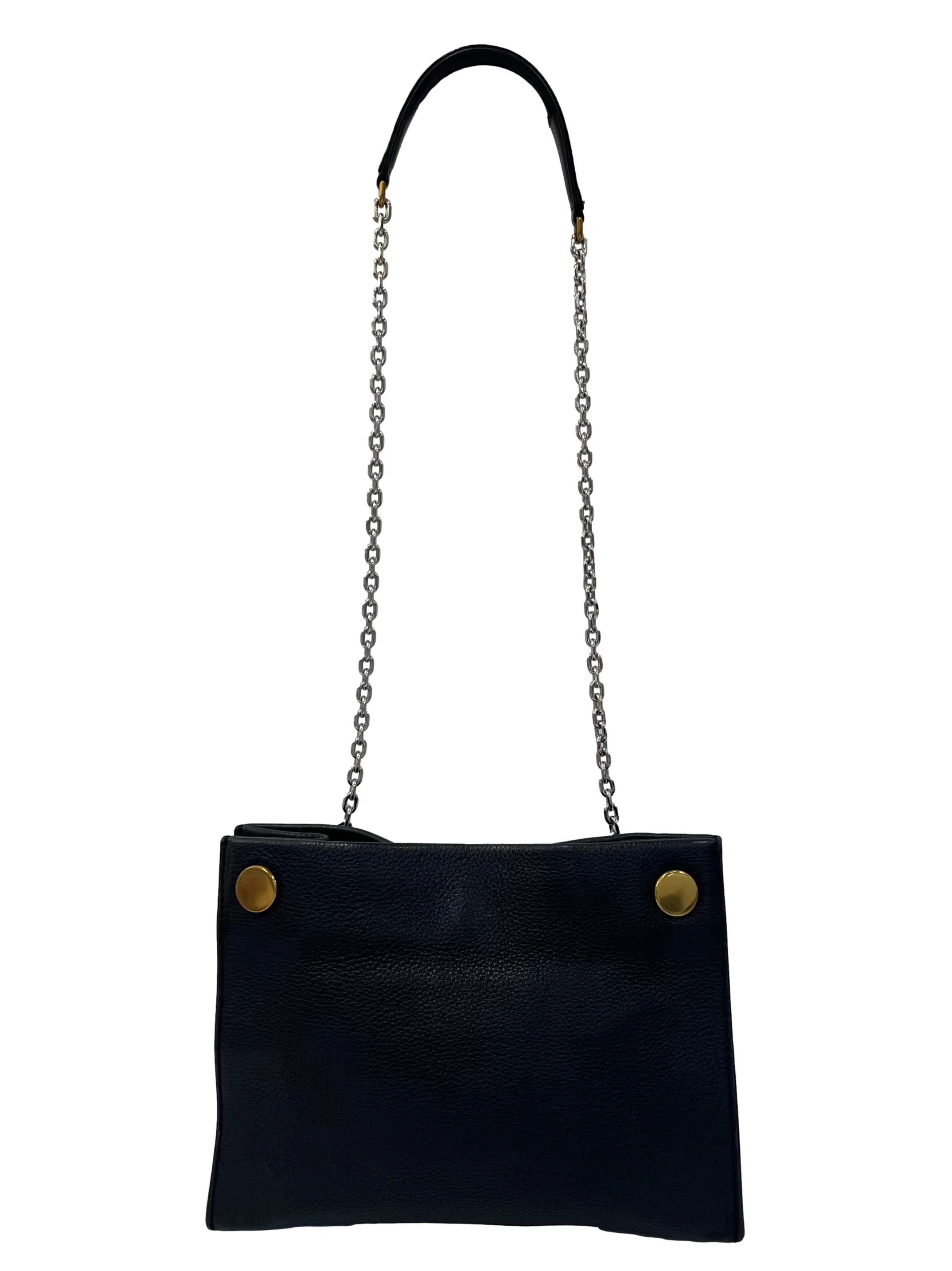 Black Leather Double Chain Shoulder Bag CSN - Image 2