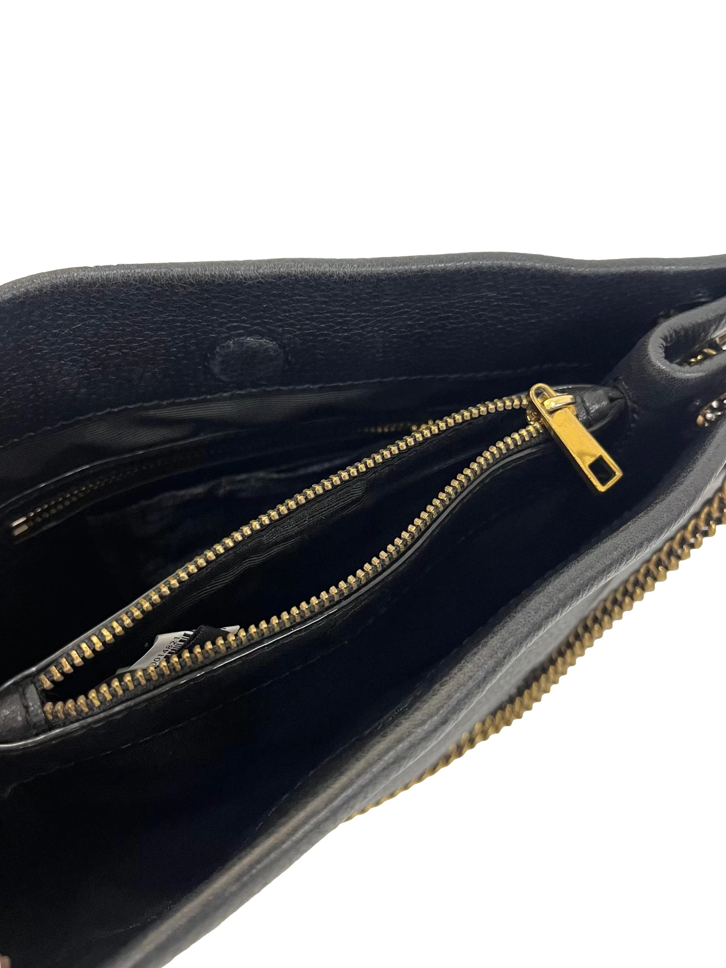 Black Leather Double Chain Shoulder Bag CSN - Image 4