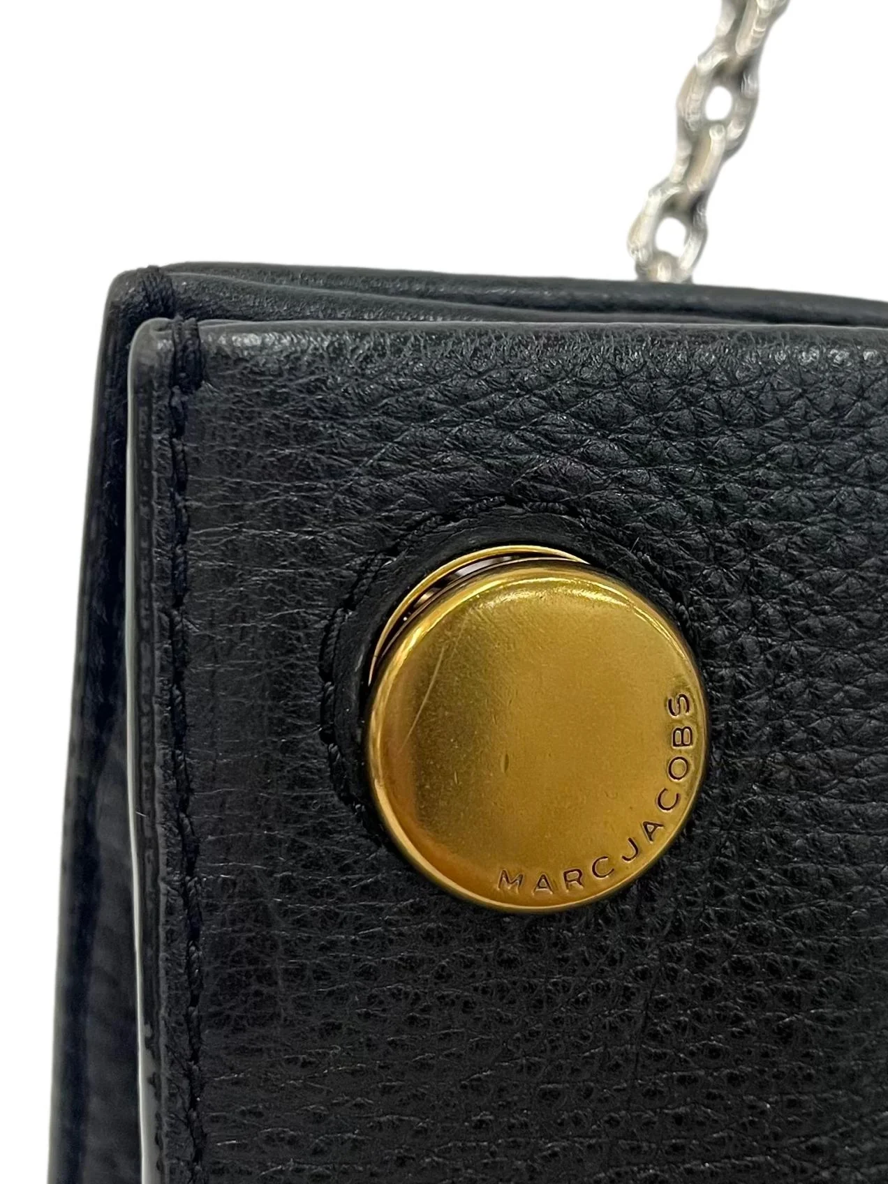 Black Leather Double Chain Shoulder Bag CSN - Image 5