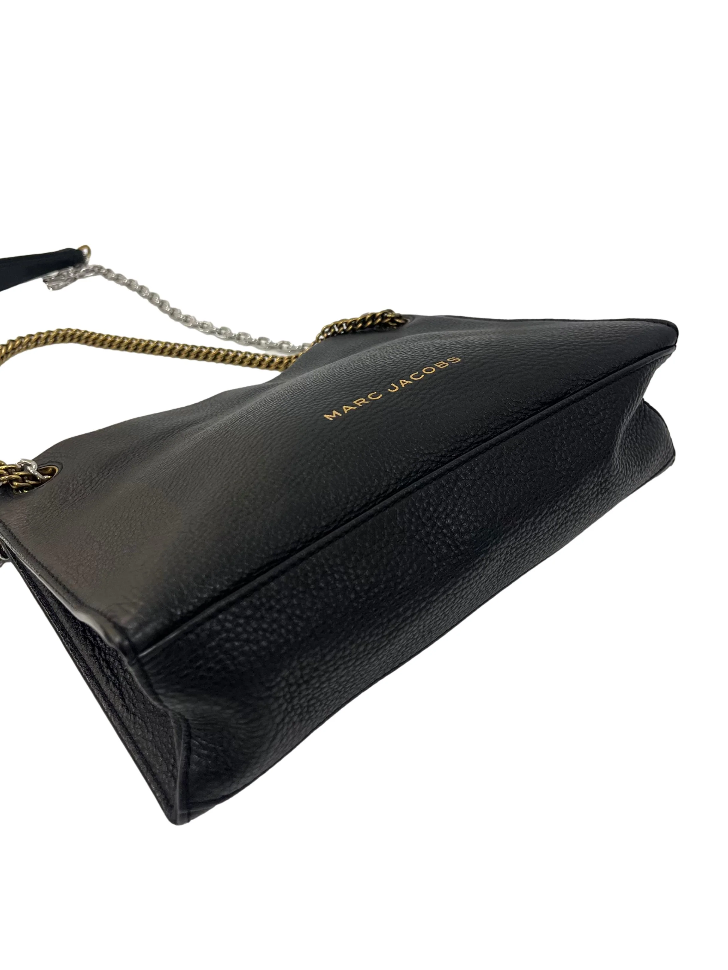 Black Leather Double Chain Shoulder Bag CSN - Image 6
