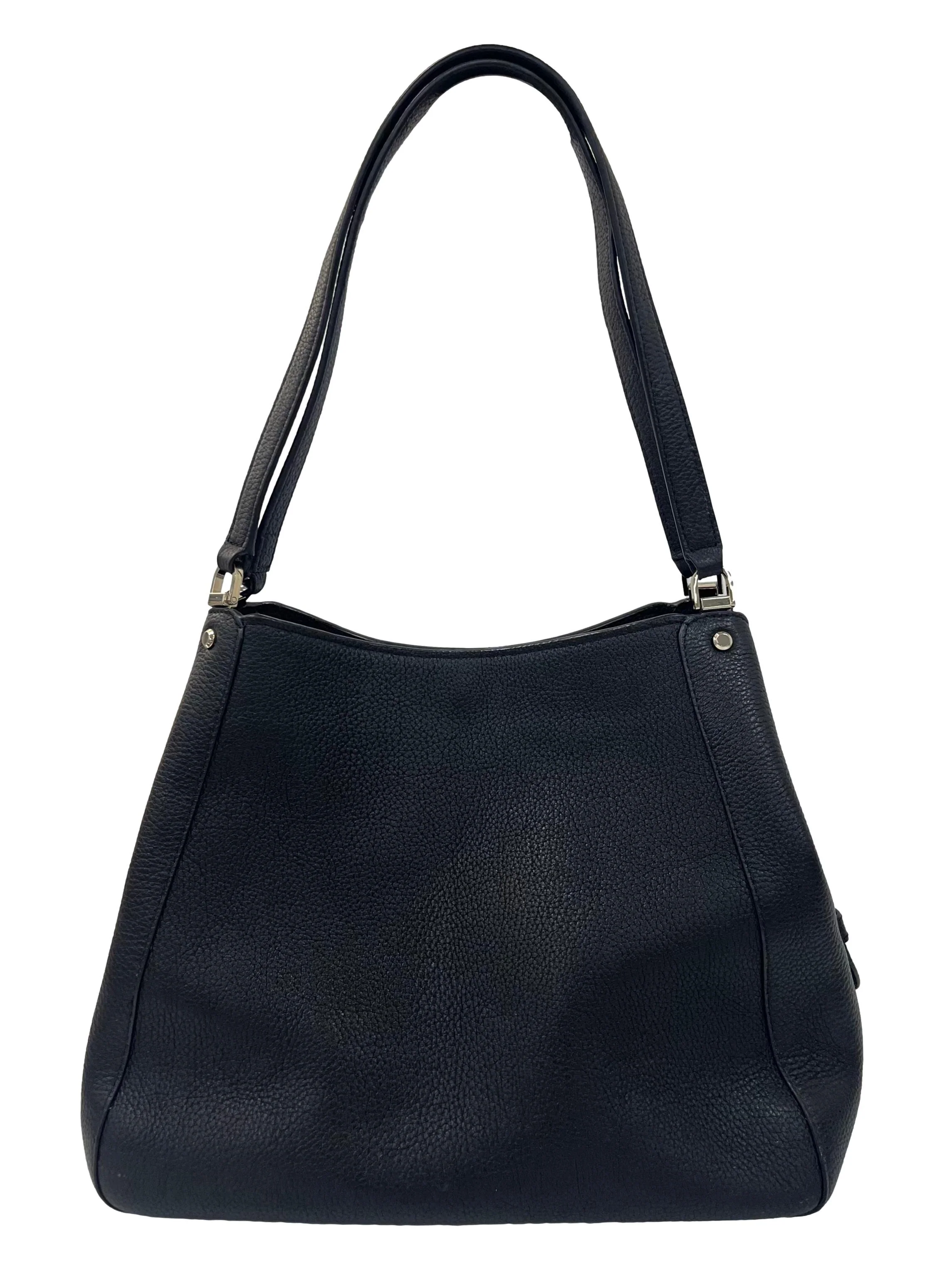 Black Medium Shoulder Bag With Silver Hardware - Image 2