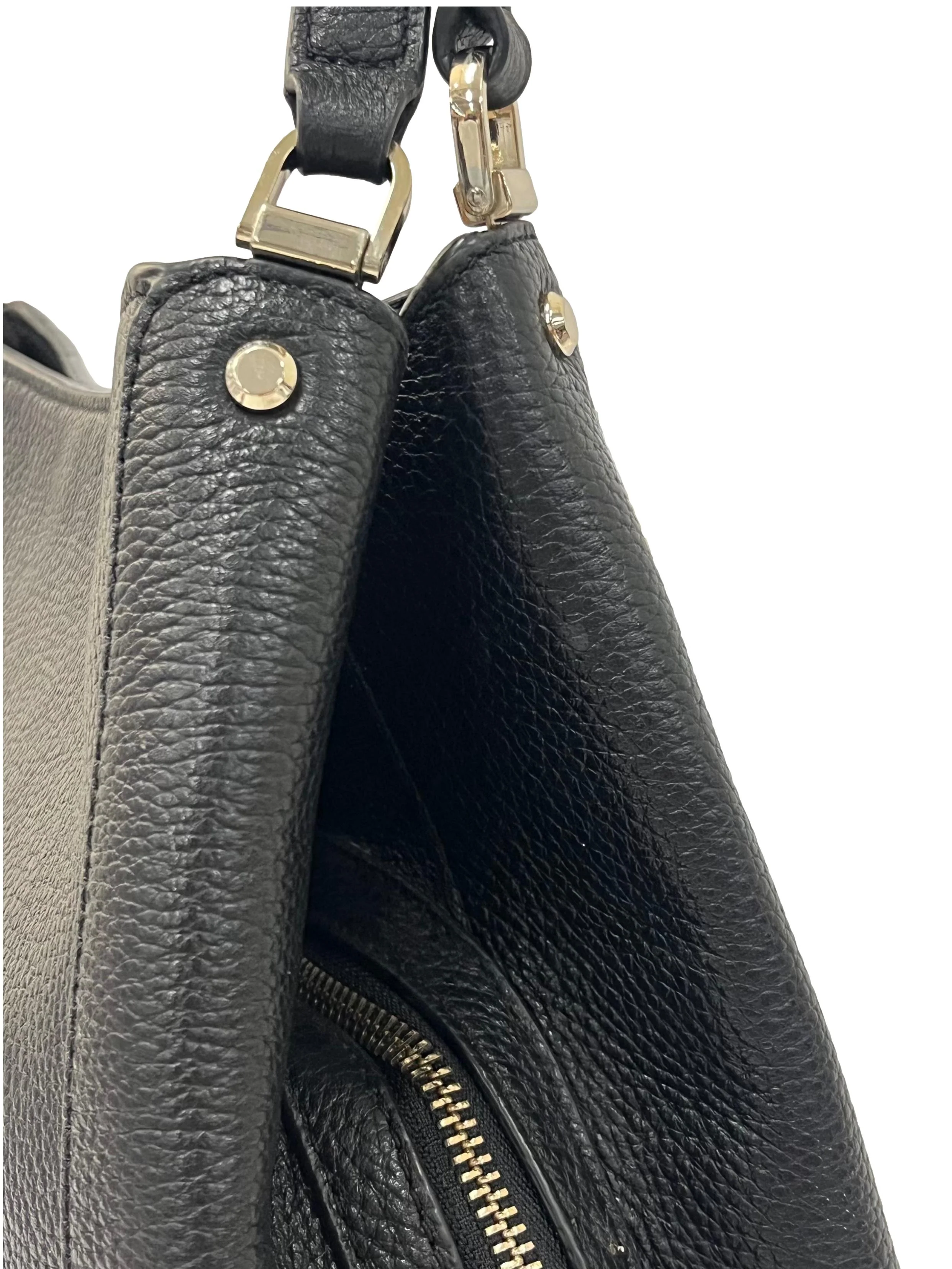Black Medium Shoulder Bag With Silver Hardware - Image 4