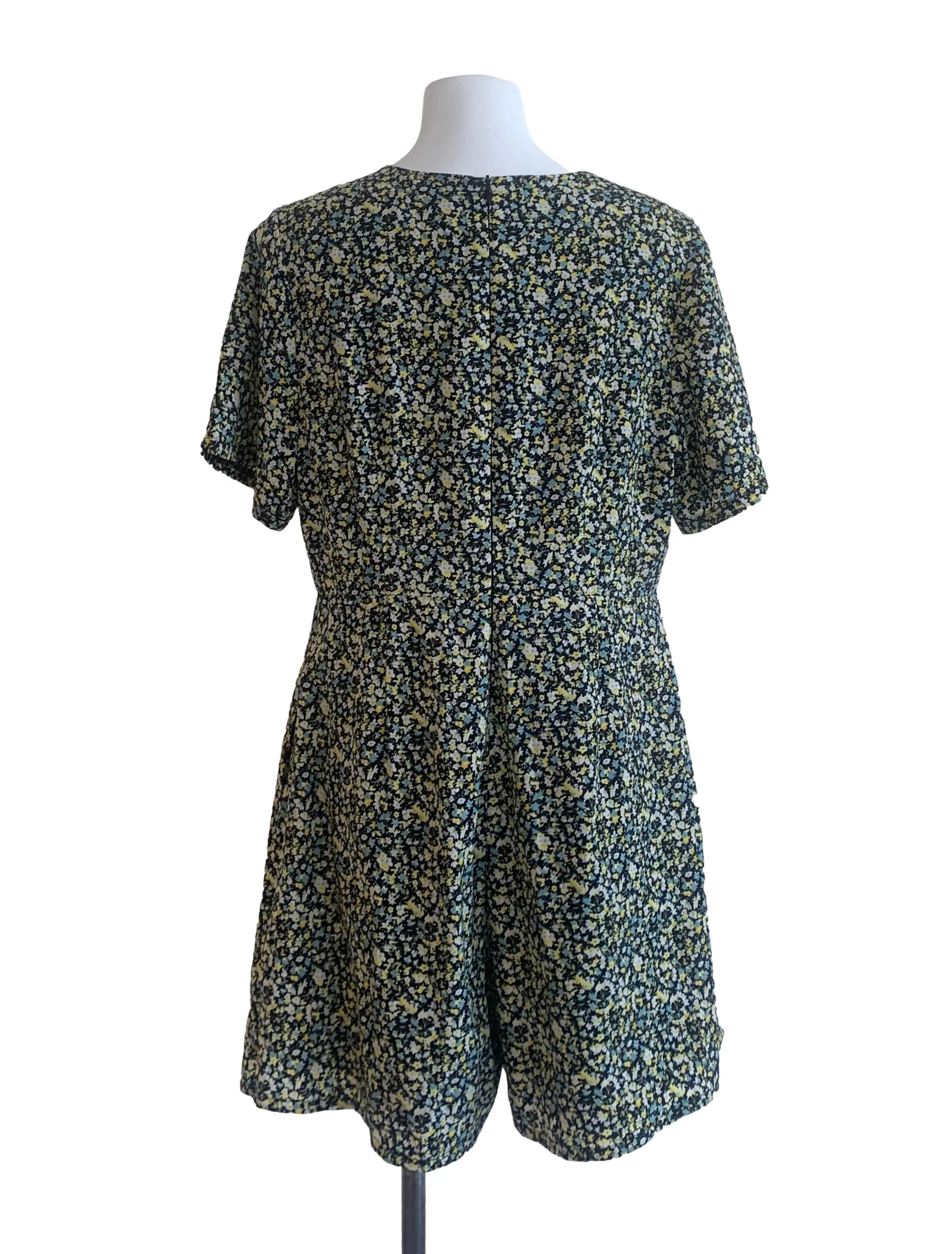 Black Multi Colour Floral Pattern Romper - Image 2