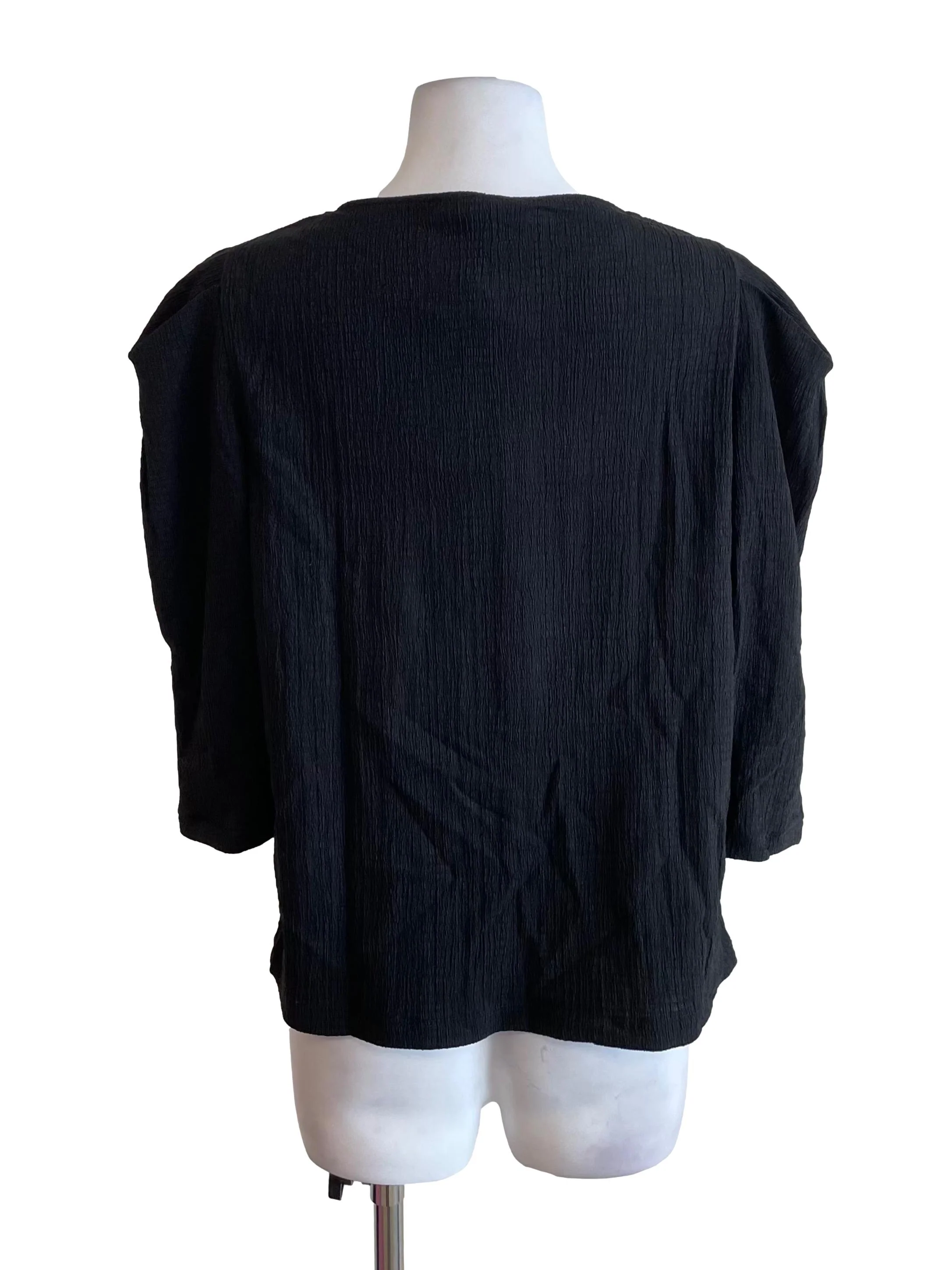 Black Mutton Leg Sleeve Boxy Top - Image 2