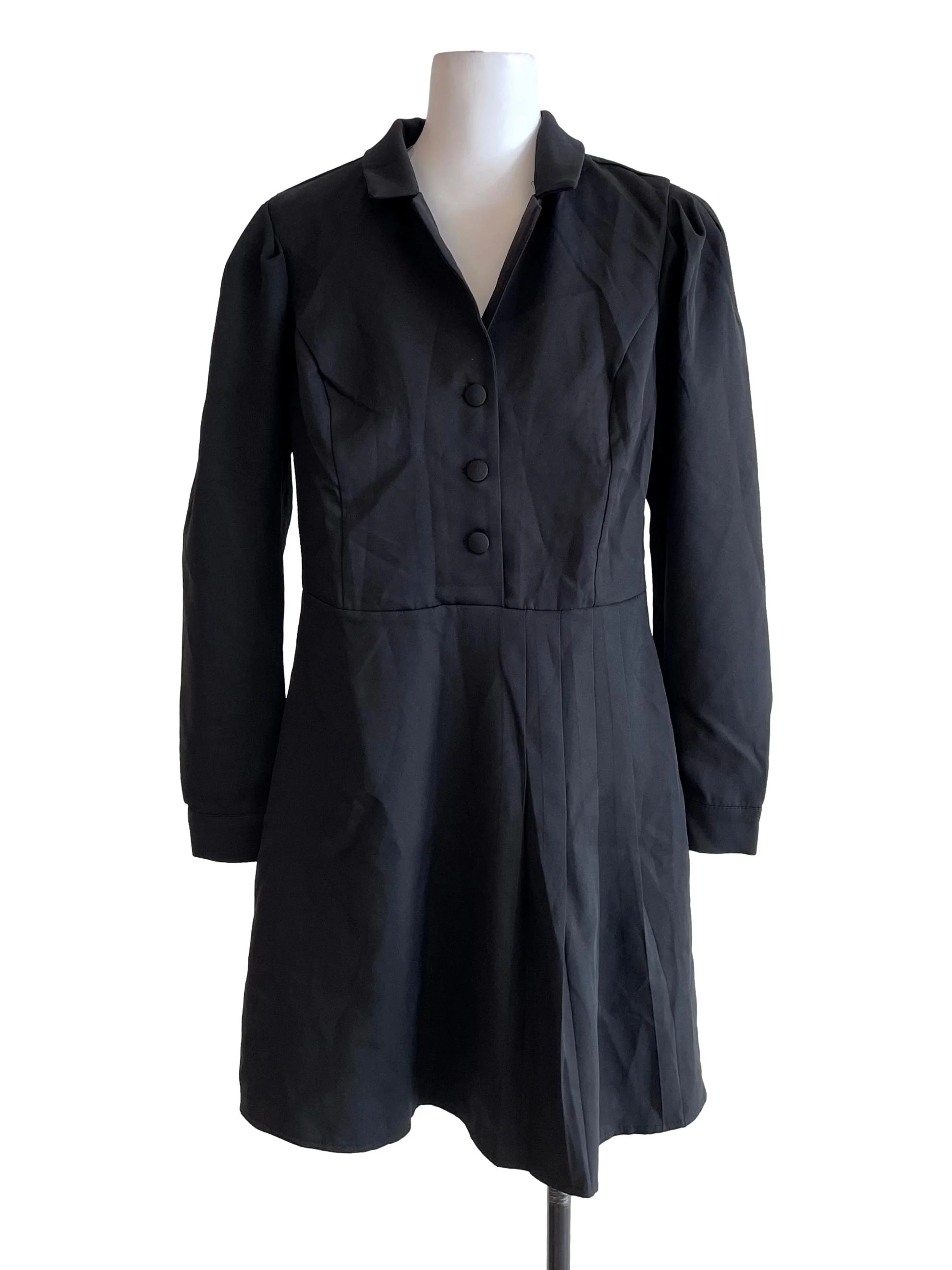 Black Mutton Sleeves Shirt Dress