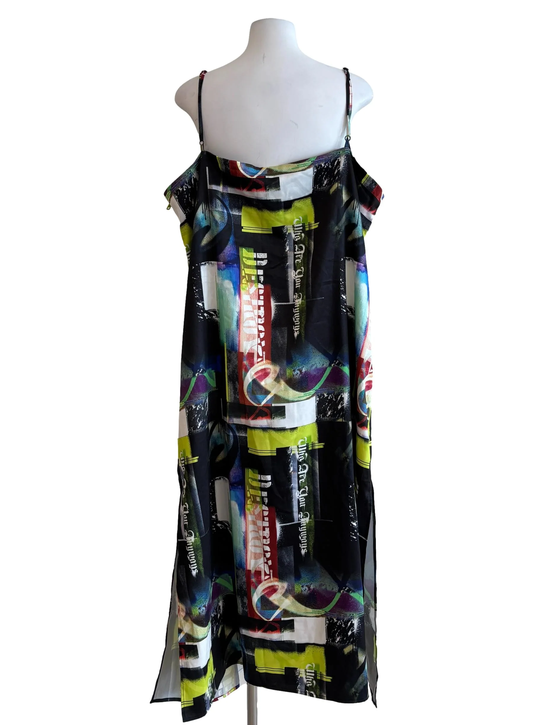 Black Neon Abstract Print Dress - Image 2