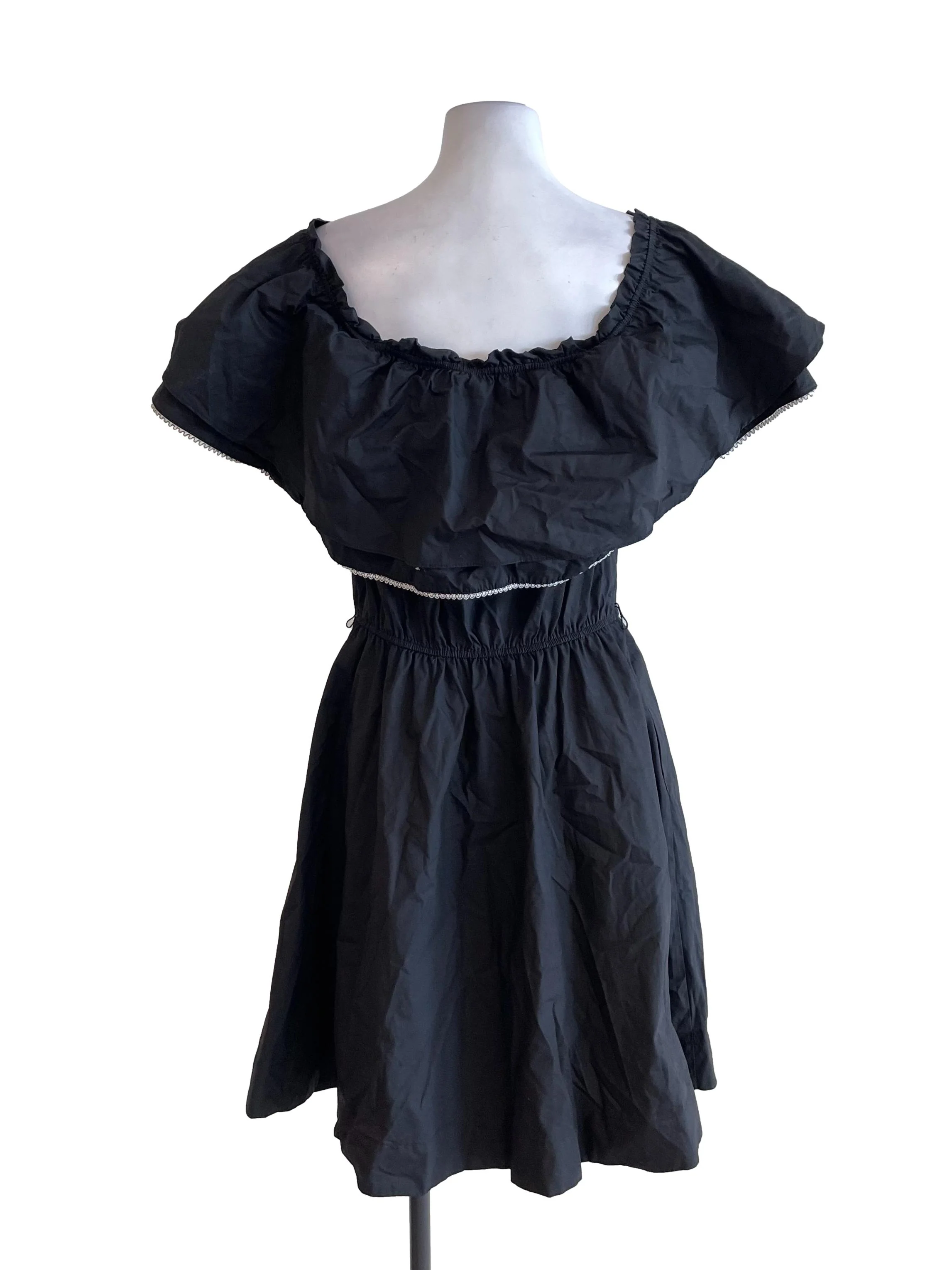 Black Off Shoulder Bouffant Dress - Image 2