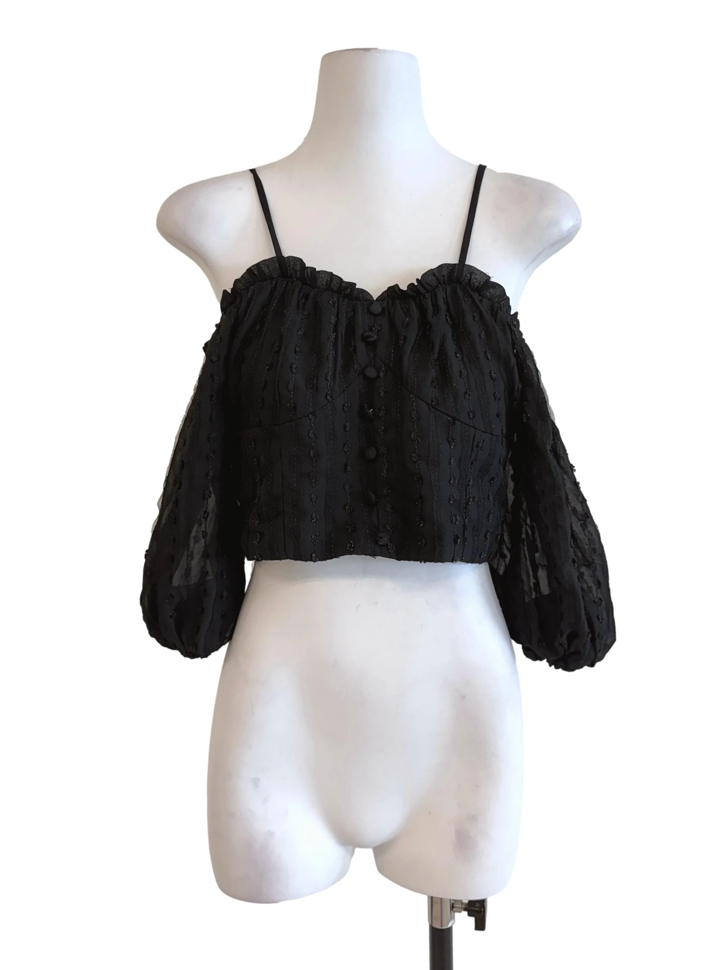 Black Off-Shoulder Crop Top