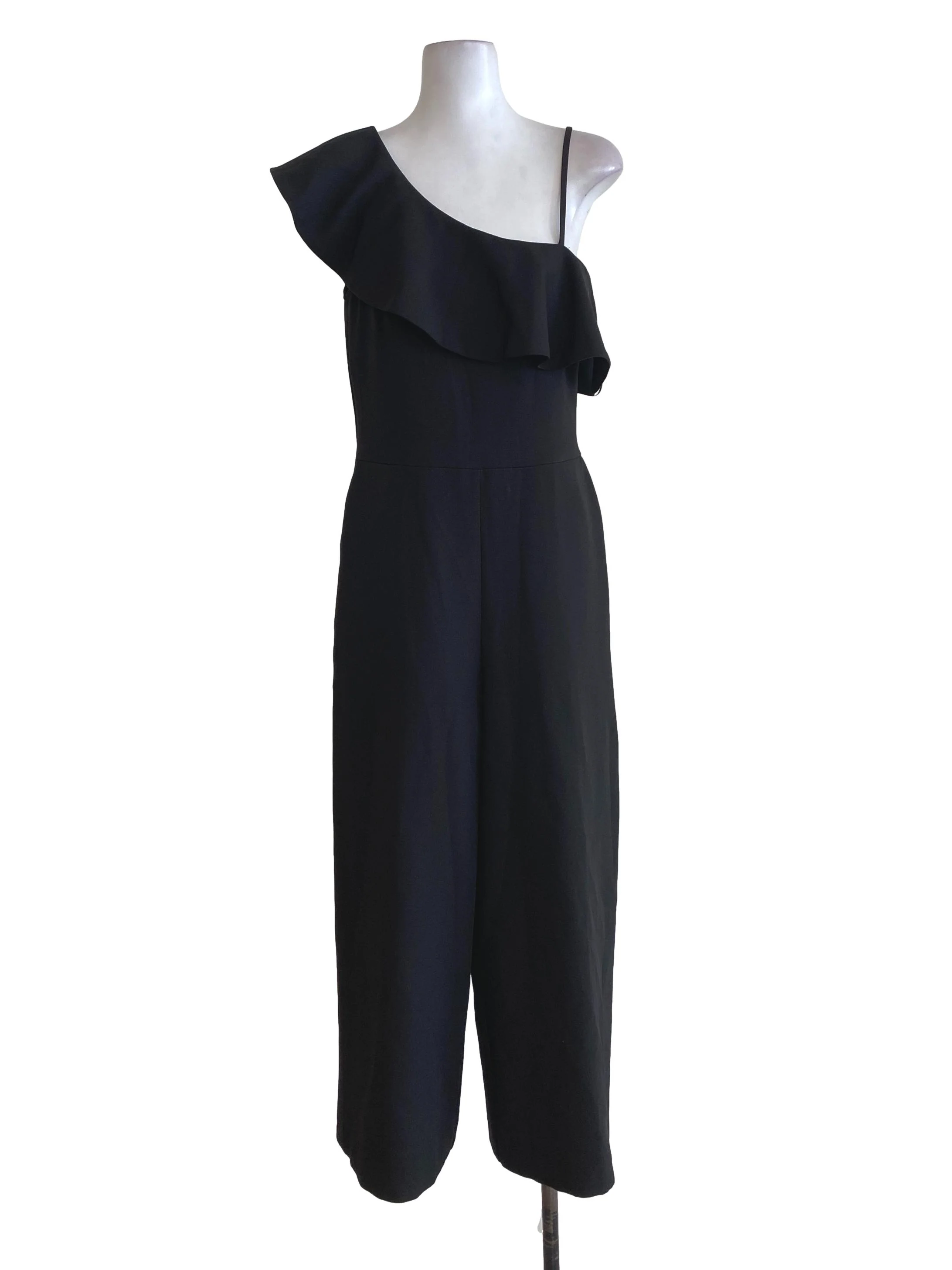 Black One Shouder Ruffle Jumpsuits