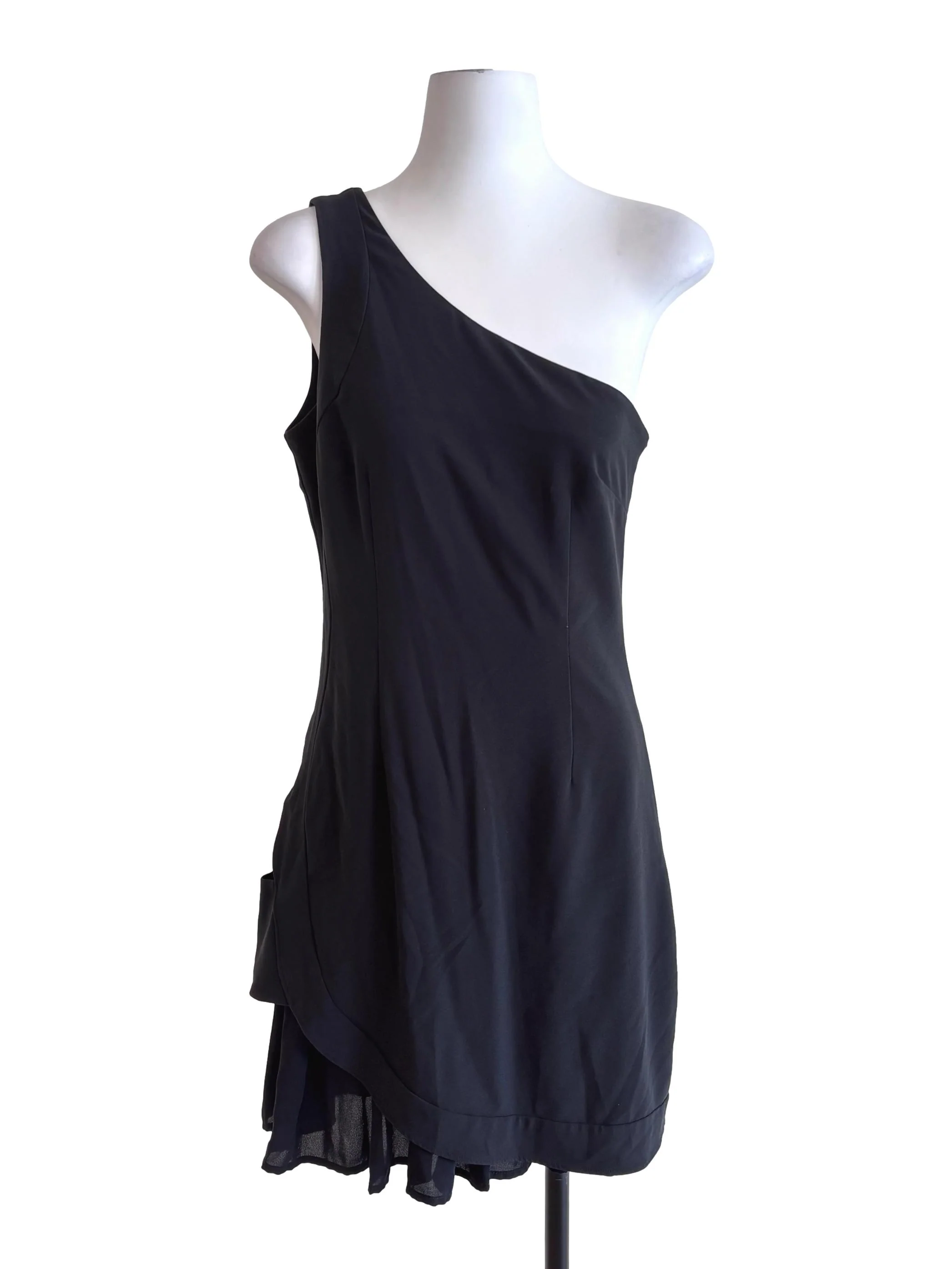 Black One Shoulder Ruffle Dress