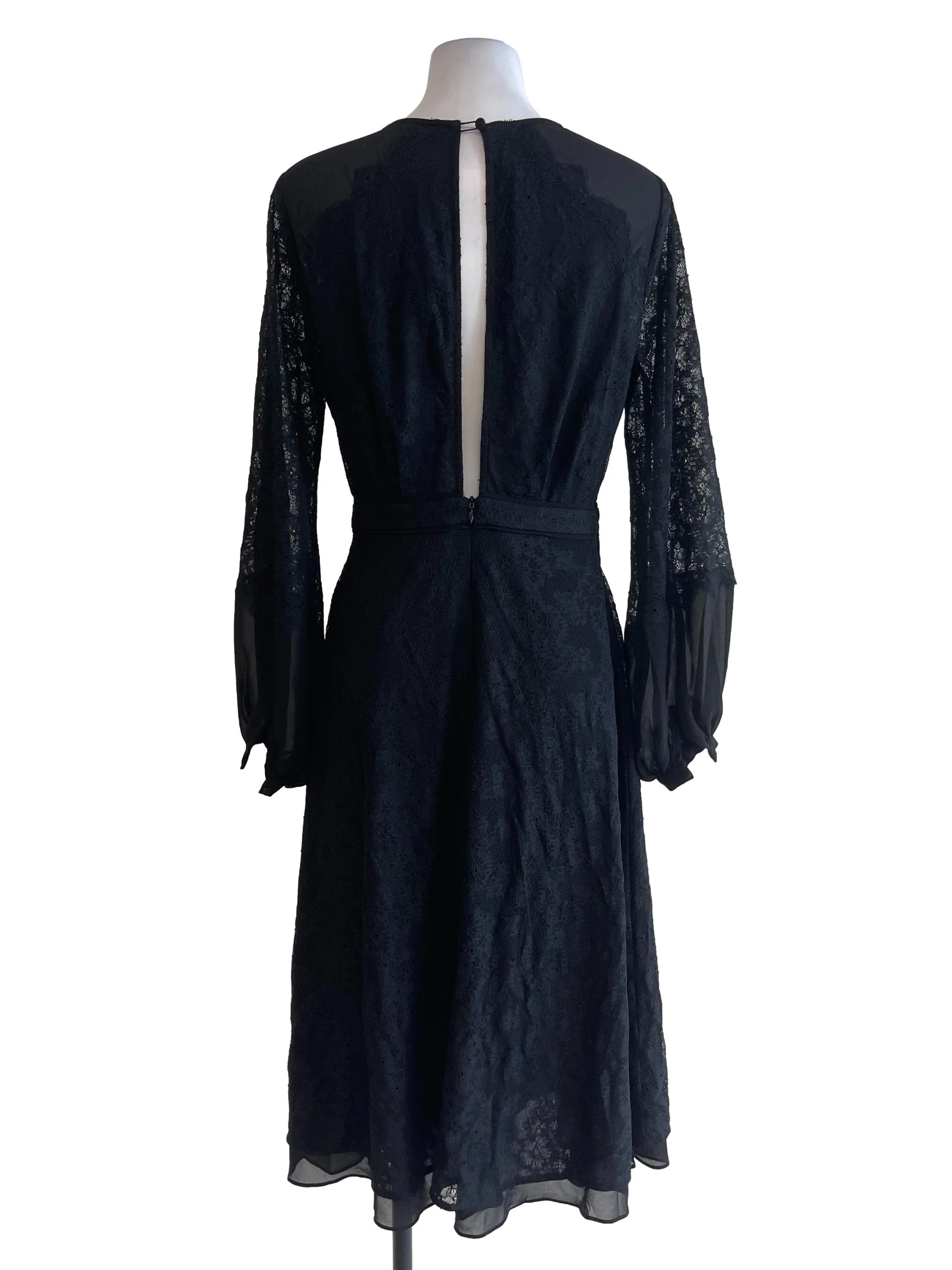 Black Open Back Long Sleeves Dress - Image 2