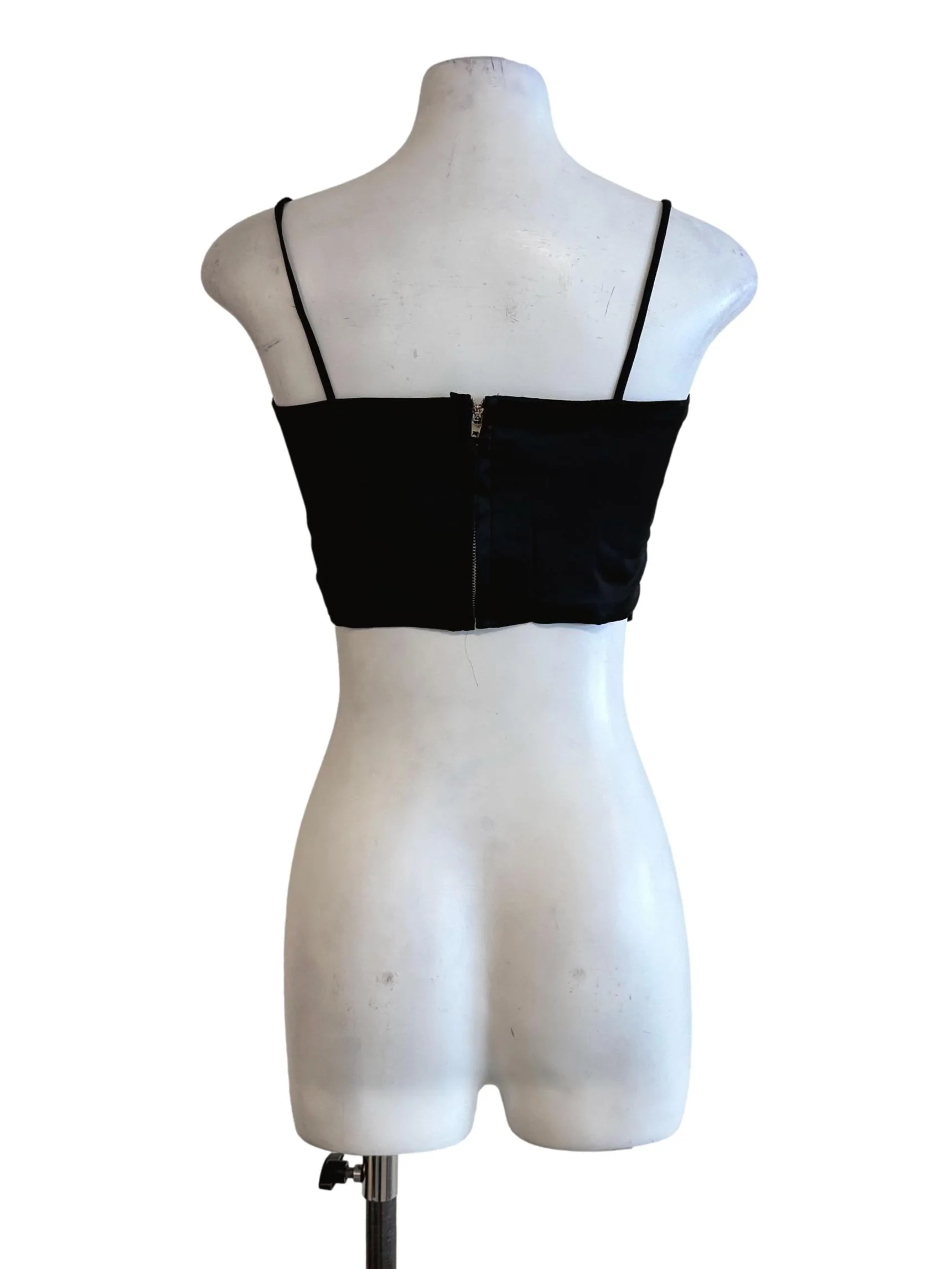 Black Padded Lace Pattern Top - Image 2