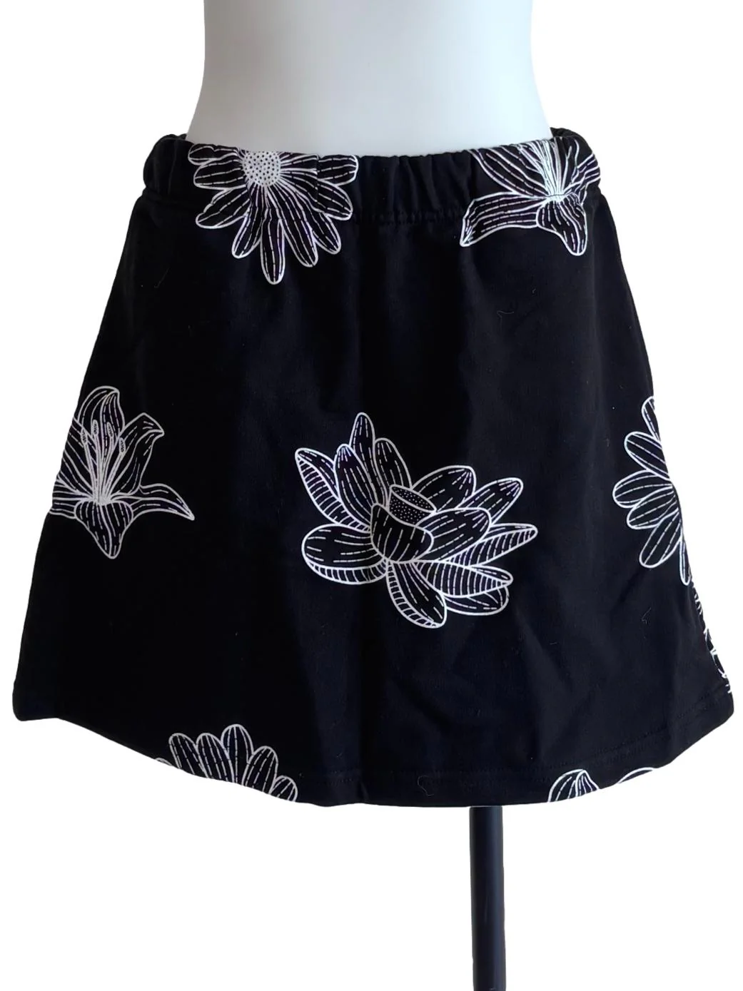 Black Patterned Mini Skirt