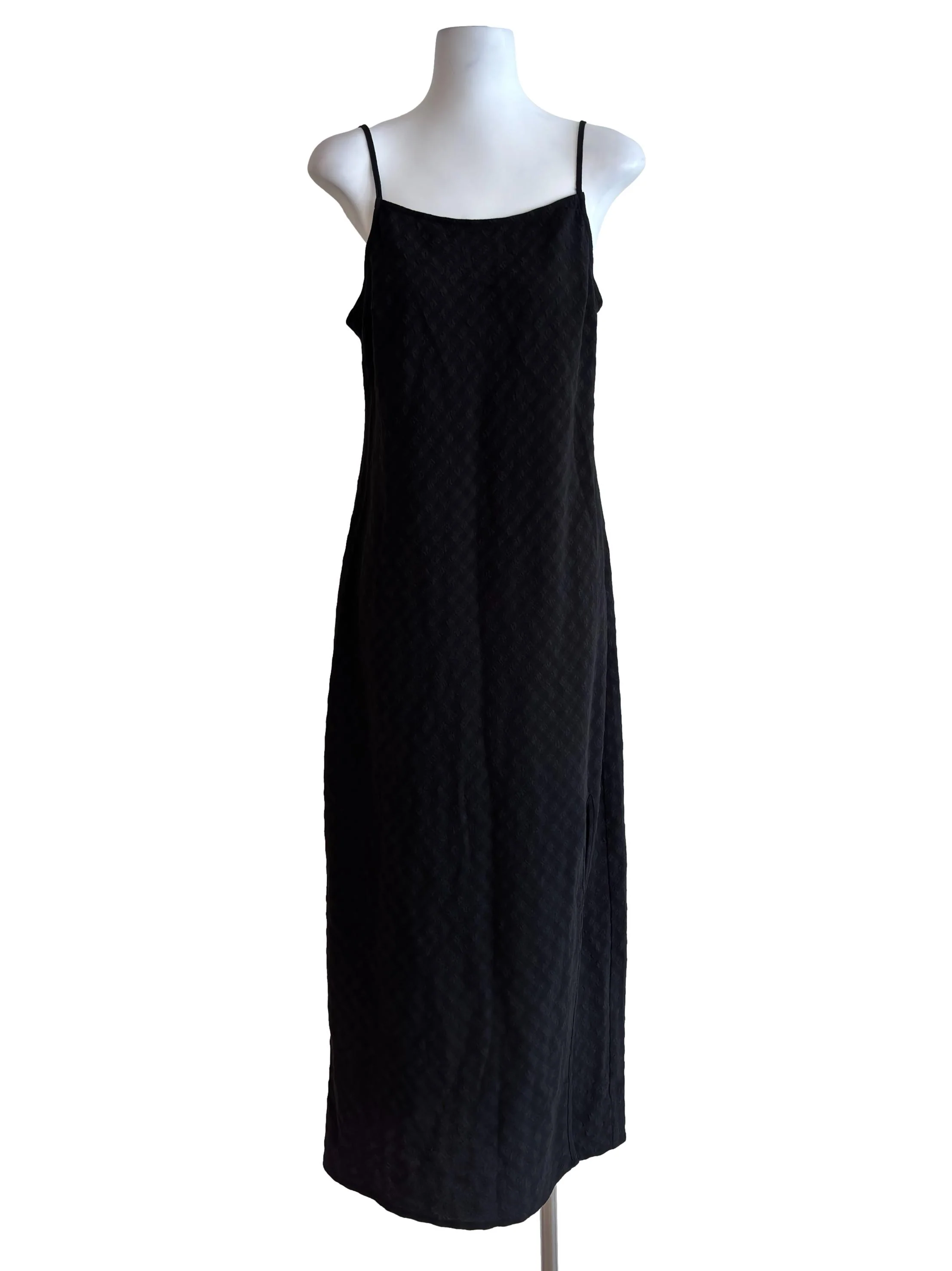 Black Patterned Slip Maxi Dress