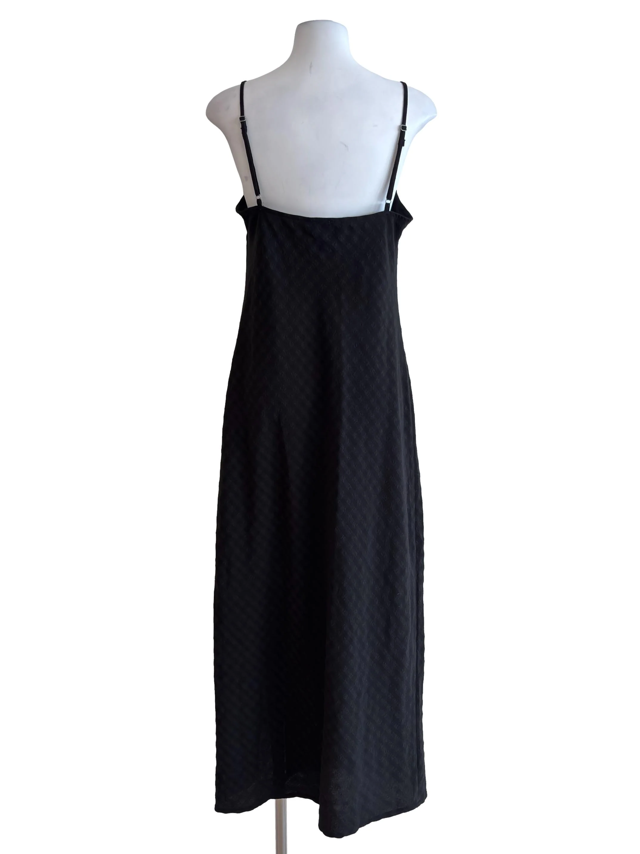 Black Patterned Slip Maxi Dress - Image 2